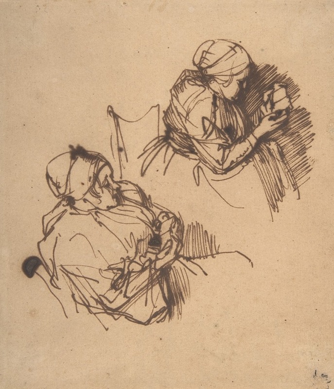 Rembrandt's 'Two Studies of a Woman Reading' captures the intimate moment of reading.