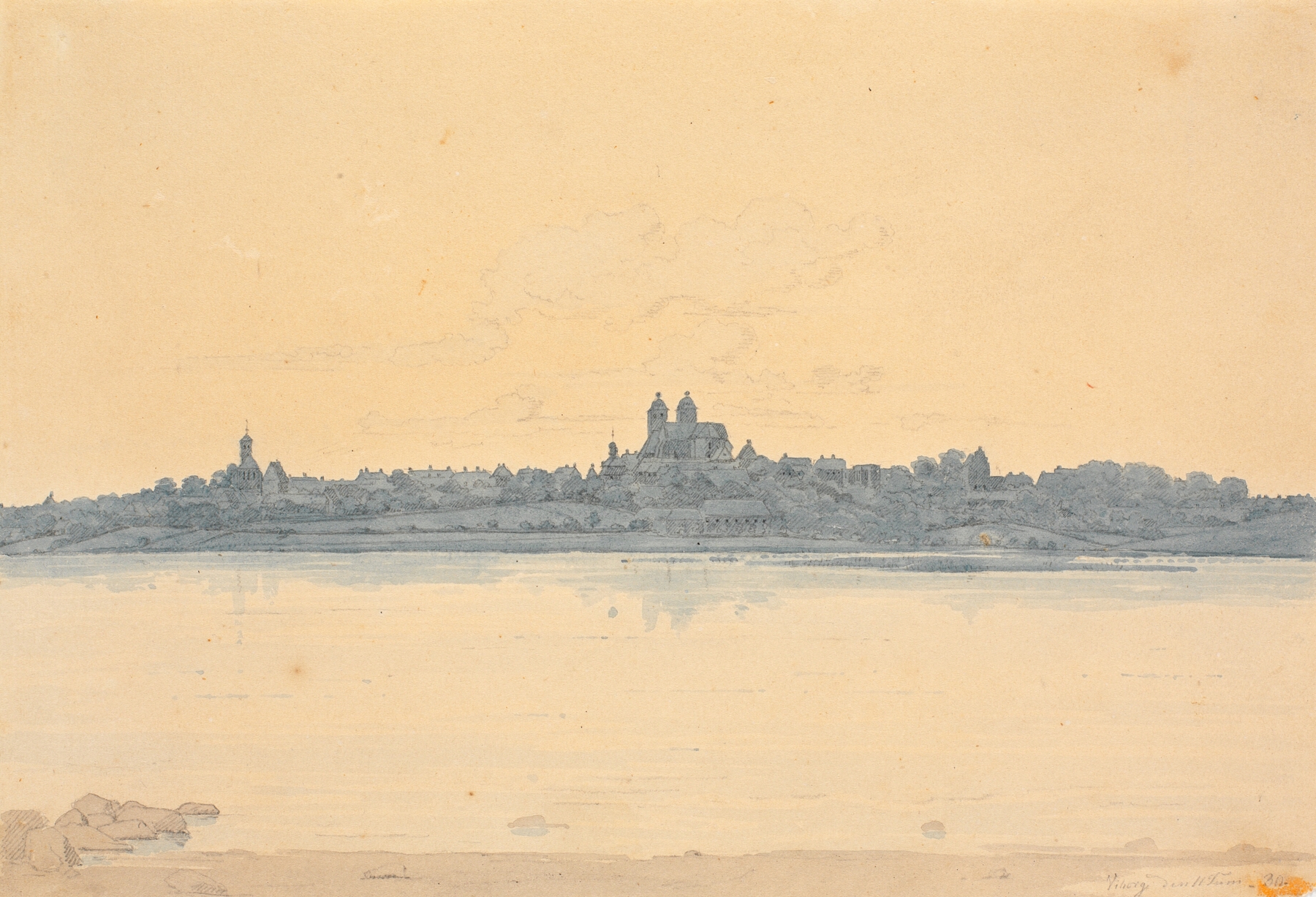 Viborg Seen from Asmild Klosterhave near Søndersø, by Martinus Rørbye, public domain
