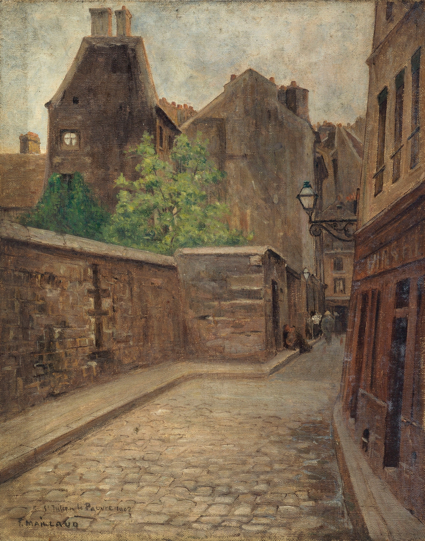 Landscape of La rue Saint-Julien-le-Pauvre by Fernand Maillaud, impressionism