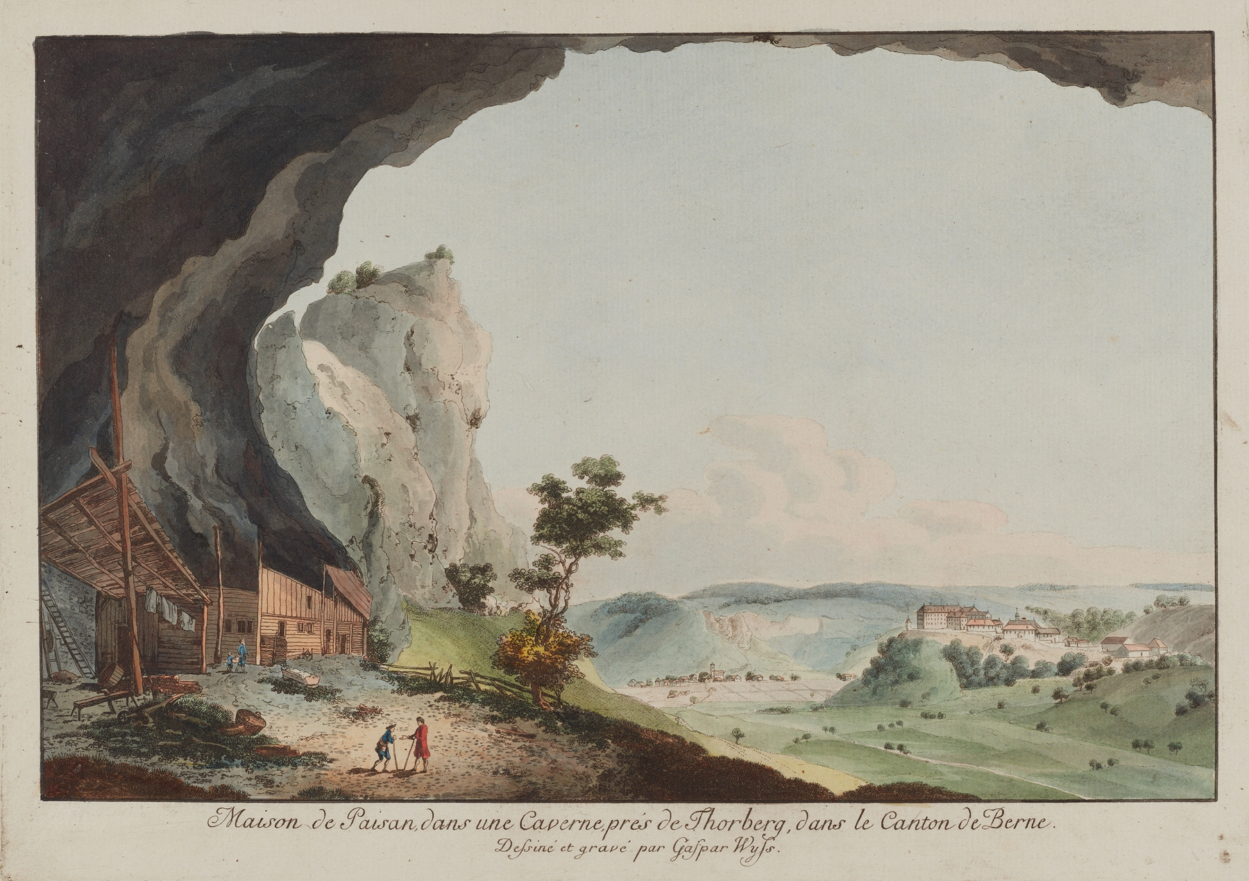 Cave landscape with light and shadow, oil on canvas by Caspar Leontius Wyss