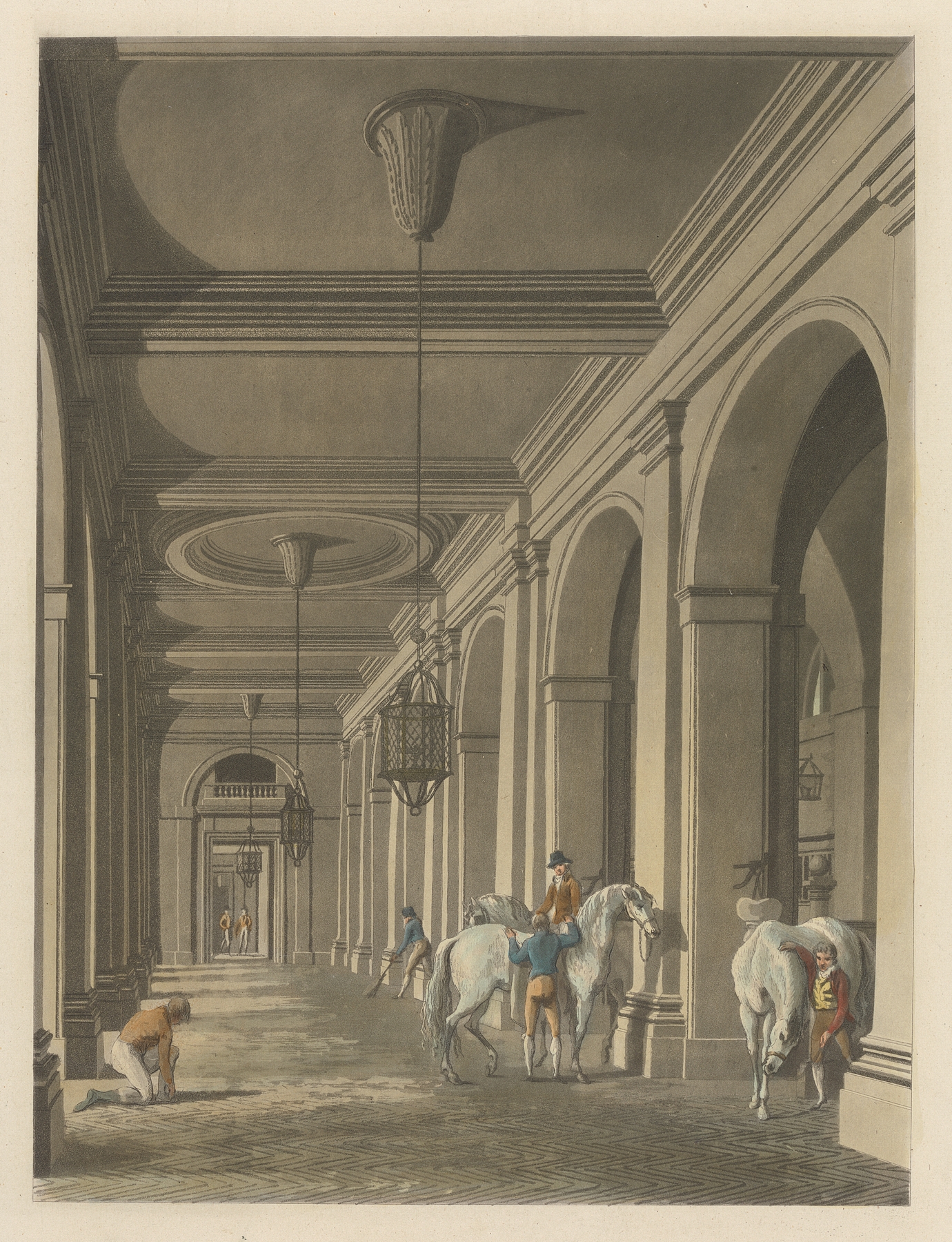 Inside of the Mews, by Thomas Malton, public domain