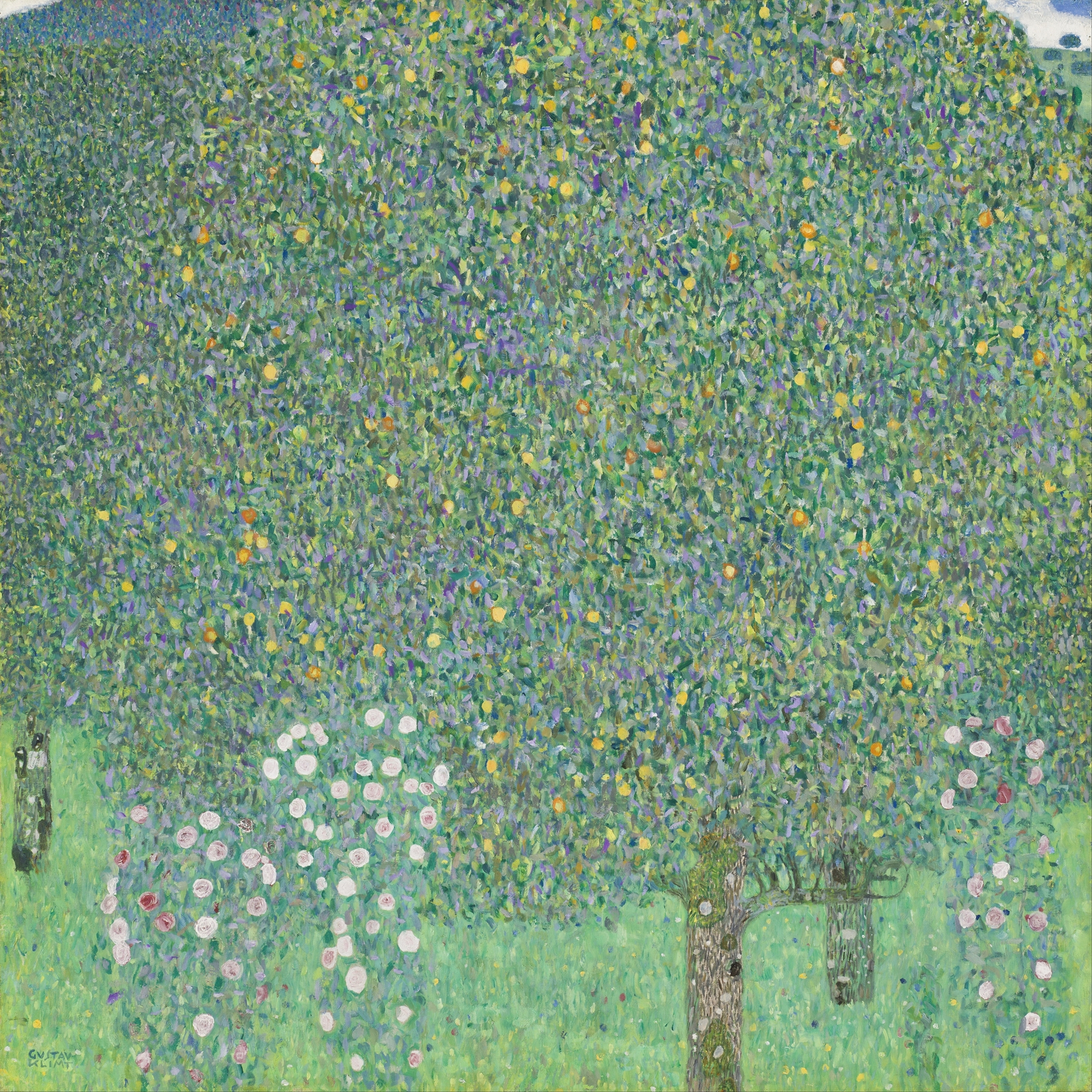 Rosebushes under the Trees, by Gustav Klimt, public domain