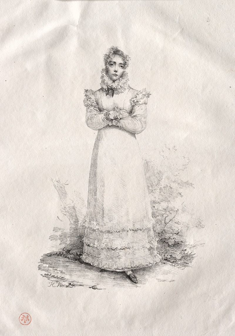 A portrait of a young woman standing, showcasing her elegance and poise.