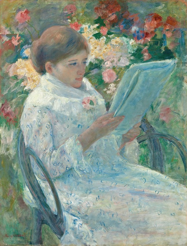 Oil painting by Mary Cassatt depicting a woman in contemplation on a balcony