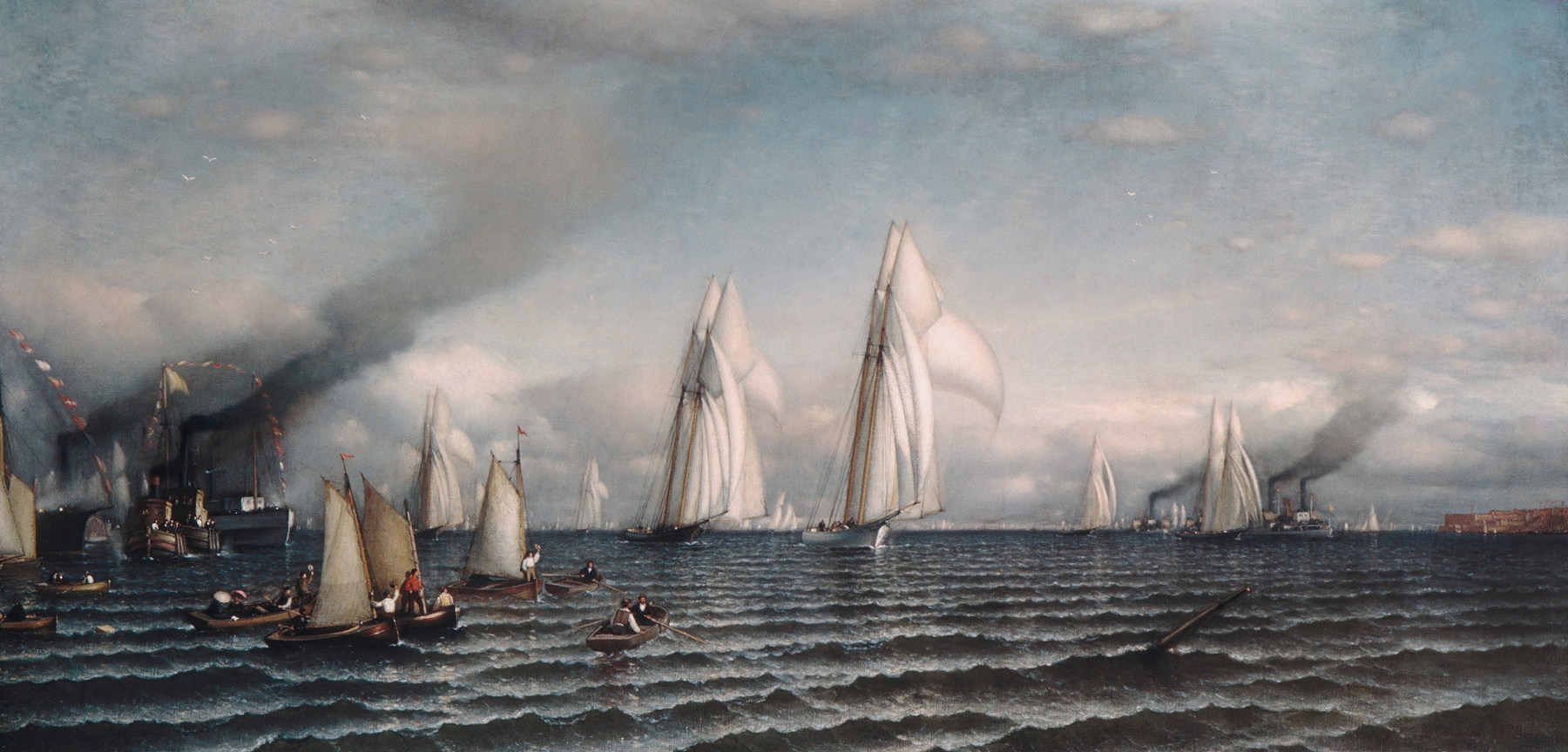Finish—First International Race for America’s Cup, August 8, 1870, by Samuel Colman, public domain