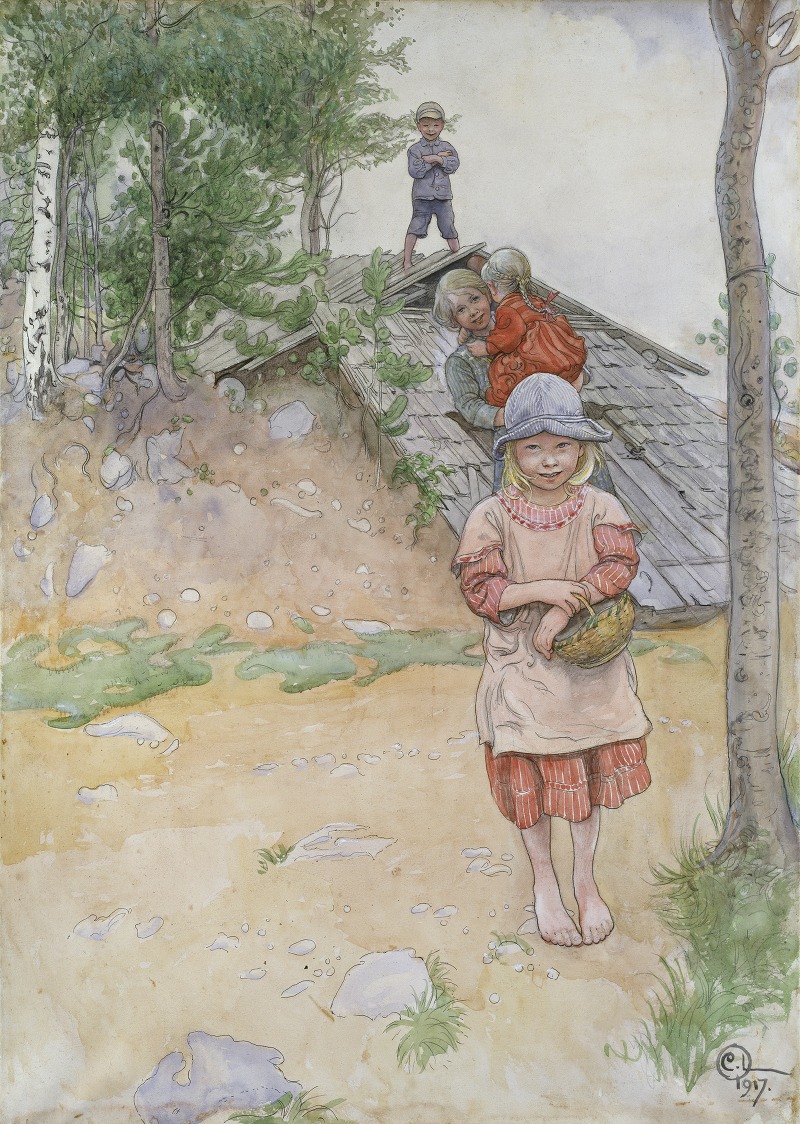 Carl Larsson's *By the Cellar* captures a cozy interior scene with warm colors and detailed textures.