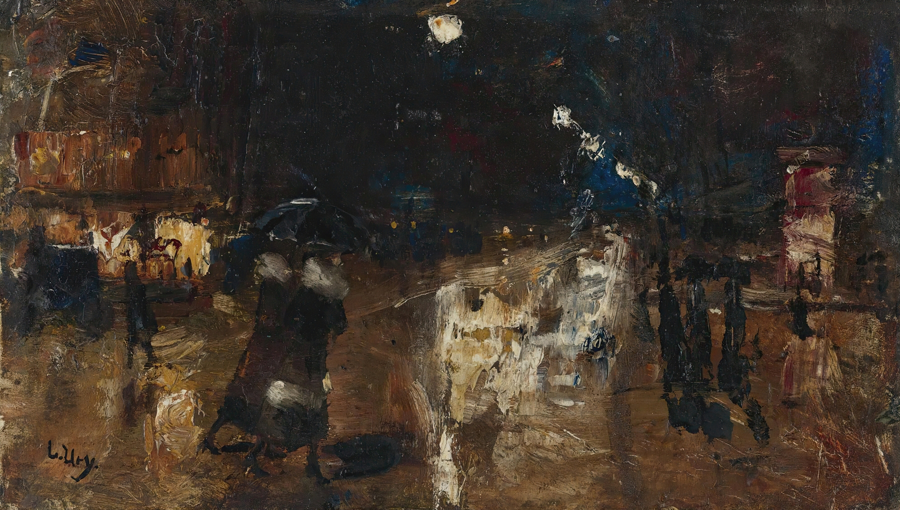 Rainy Street, by Lesser Ury, public domain