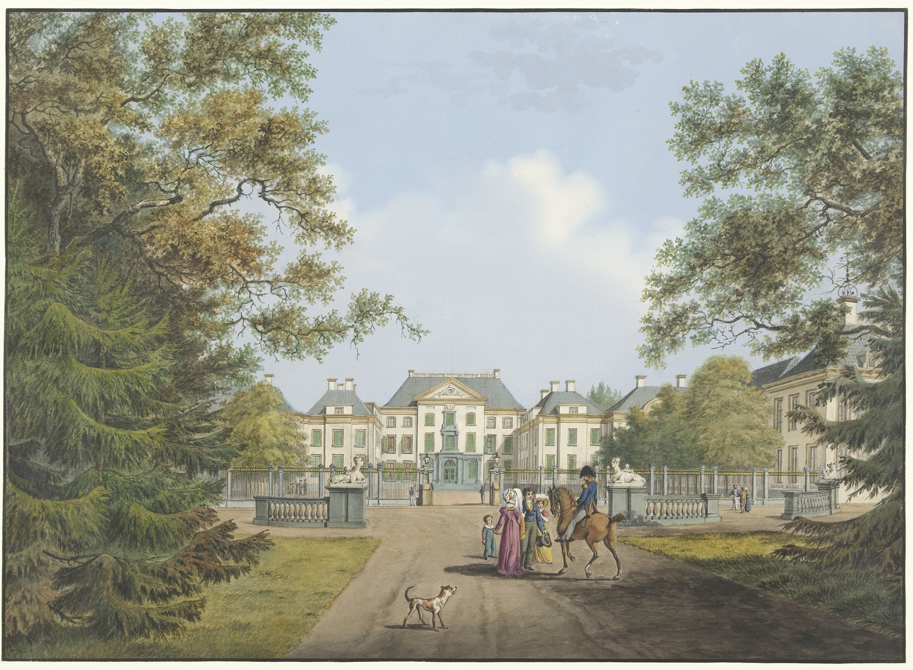 Landscape oil painting of Het Loo palace by Cornelis de Kruyff