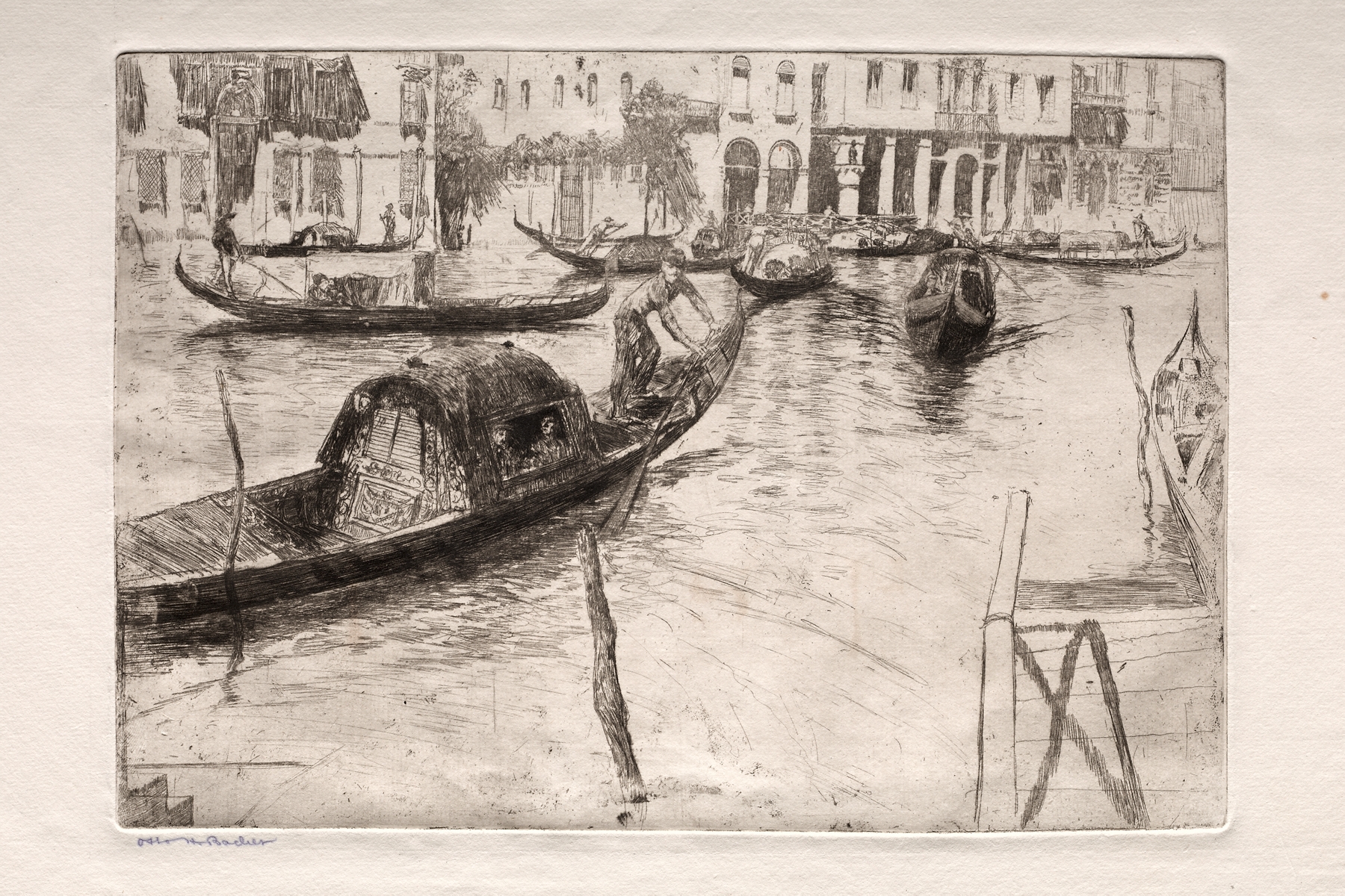 Traghetto San Felice by Otto Henry Bacher, oil painting depicting boats on water