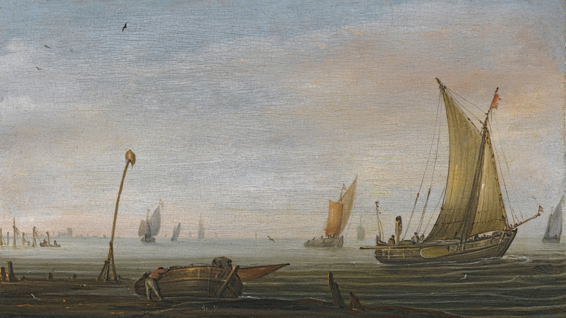 Small Vessels On The Zuider Zee, by Abraham de Verwer, public domain