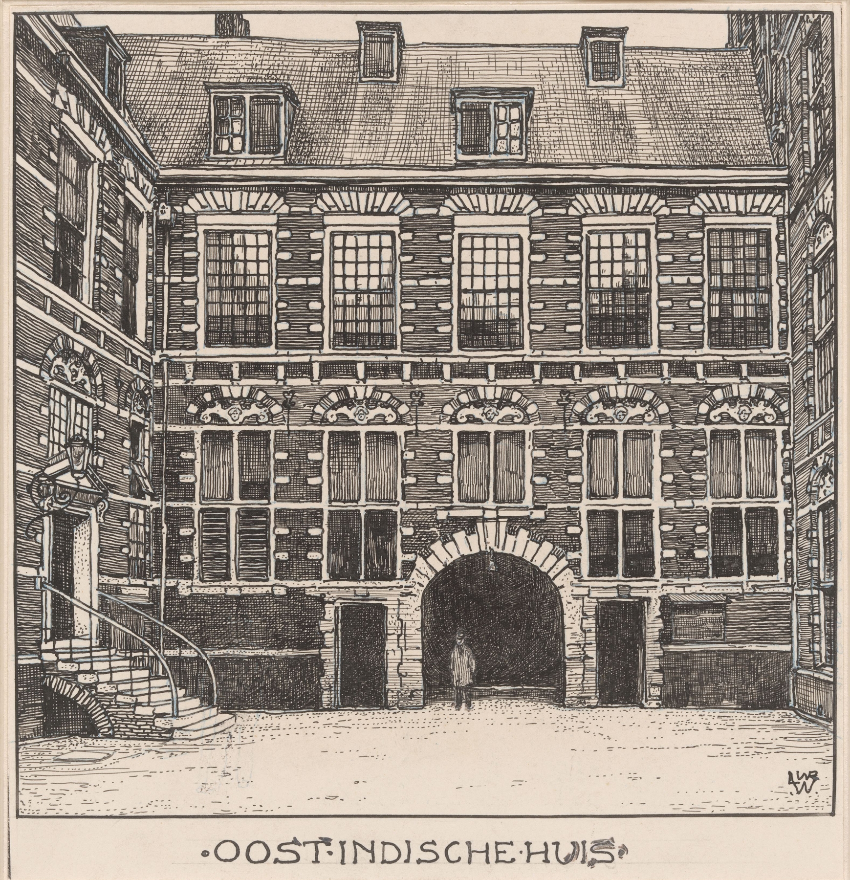 Binnenplaats van het Oost-Indische Huis aan de Oude Hoogstraat te Amsterdam, by Willem Wenckebach, public domain
