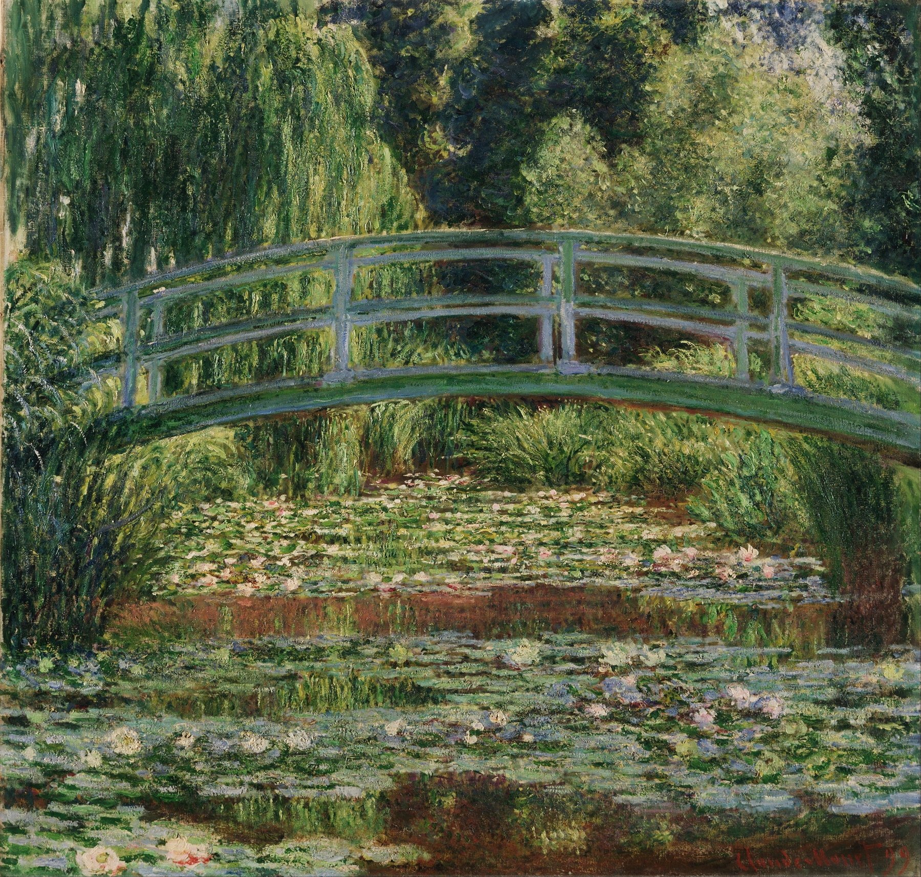 The Japanese Footbridge and the Water Lily Pool, Giverny, by Claude Monet, public domain