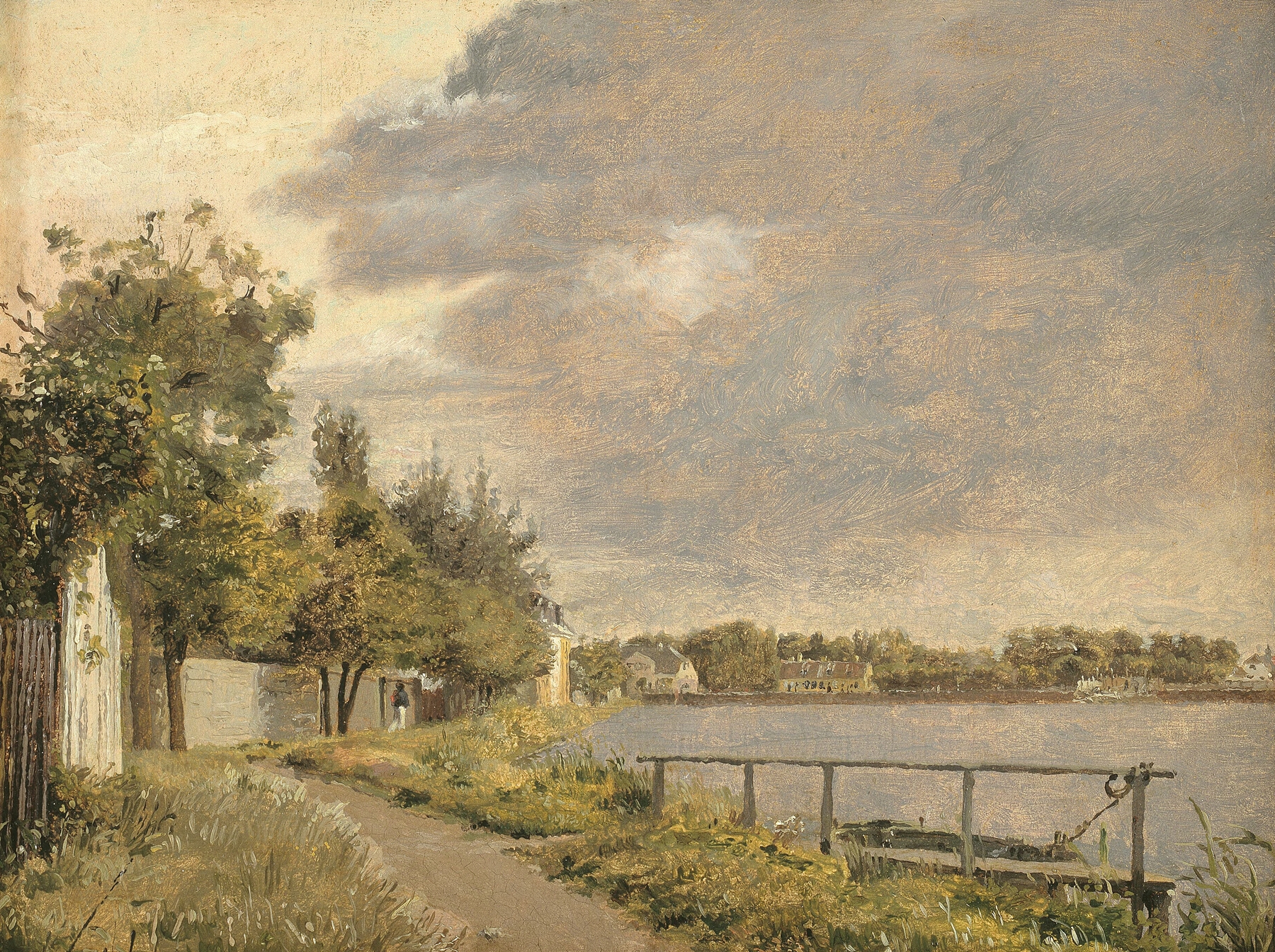 View of Dosseringen near the Suburb Østerbro outside Copenhagen, Cloudy Sky, by Christen Købke, public domain