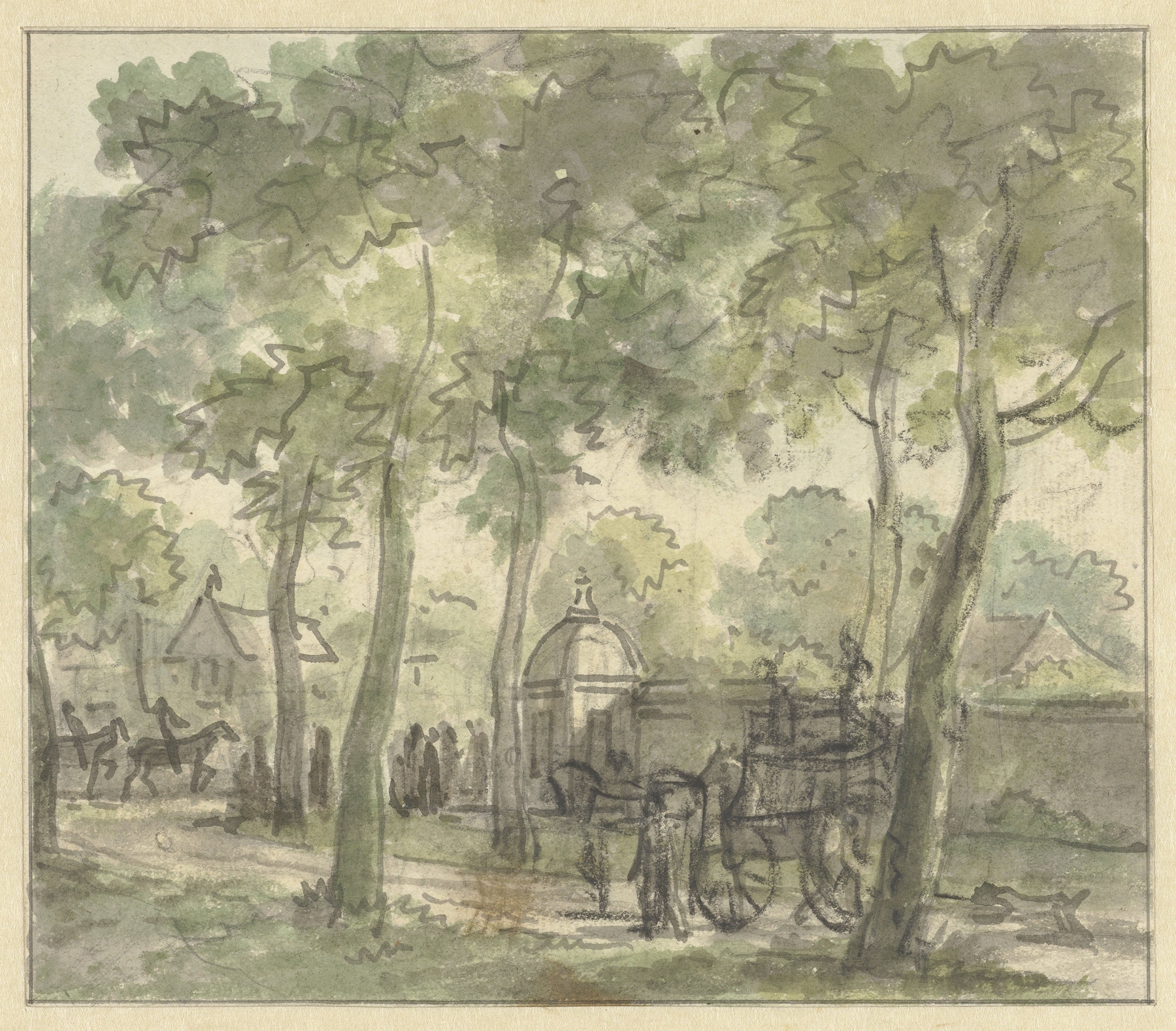 Landweg langs muur met koepel, by Jurriaan Andriessen, public domain