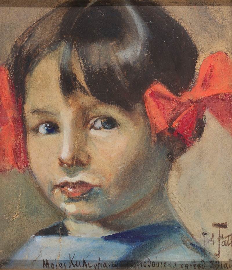A portrait of a young girl by Julian Falat.