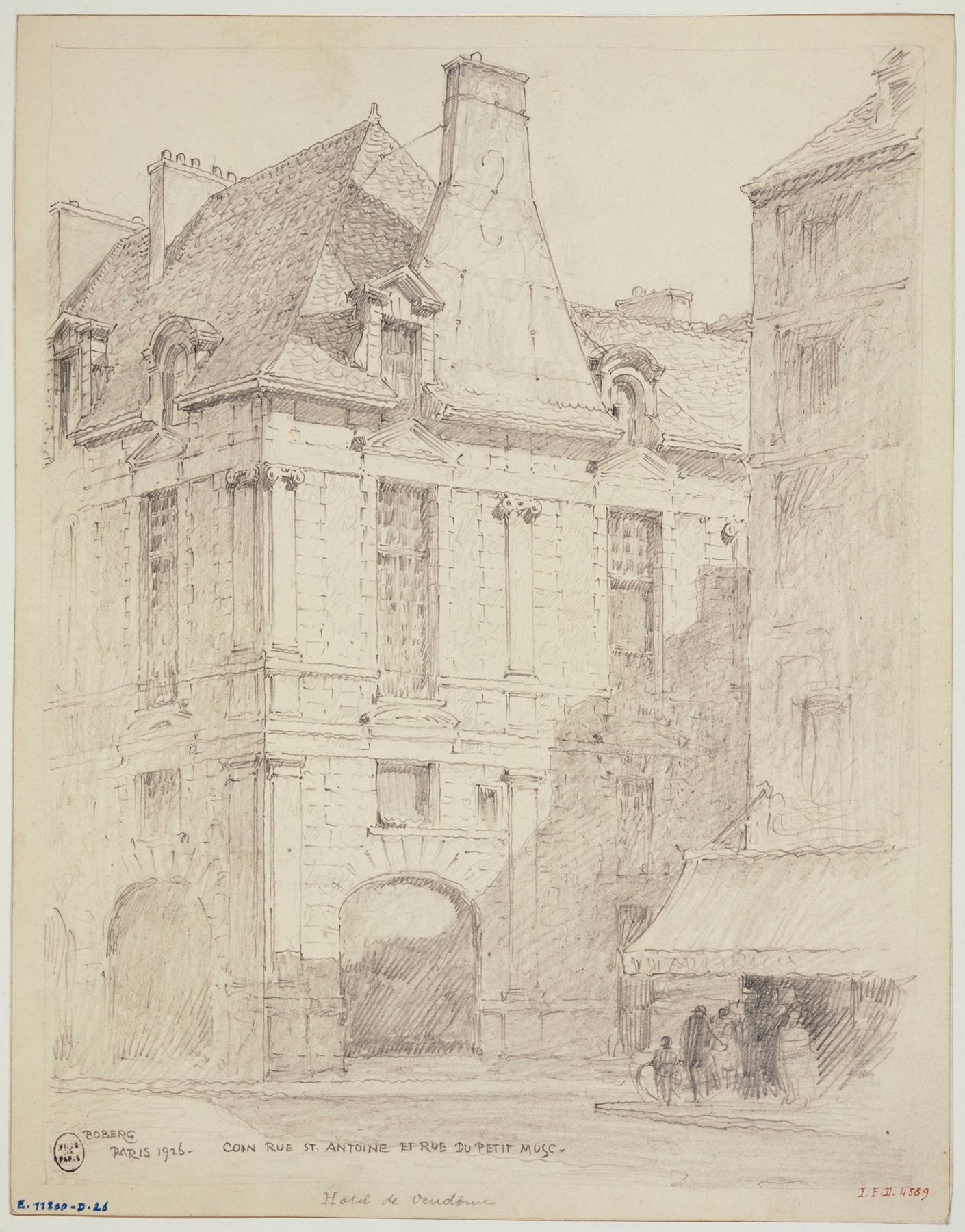 Le coin de la rue Saint-Antoine et de la rue du Petit Musc, by Ferdinand Boberg, public domain