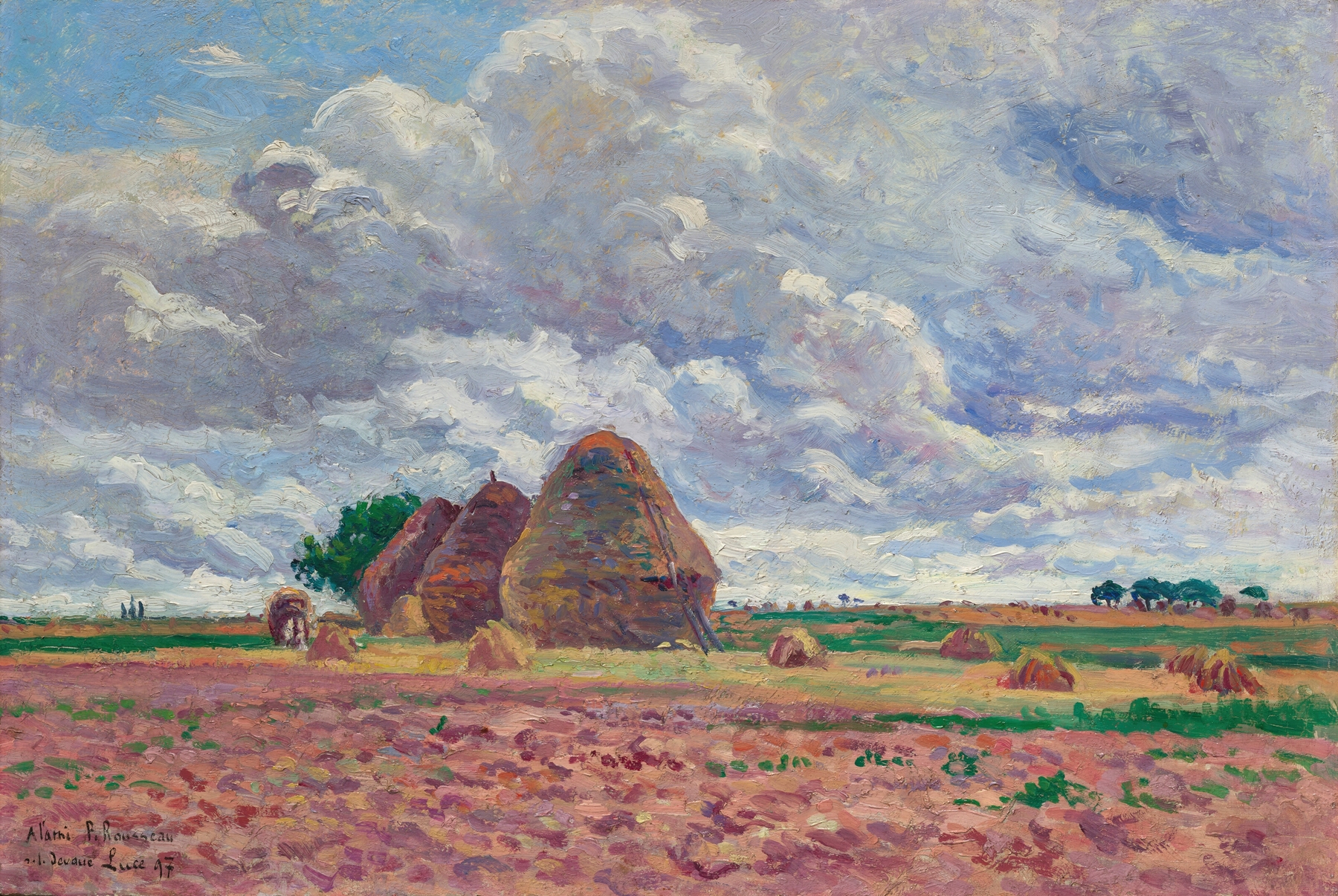 Éragny, Les Meules by Maximilien Luce, impressionist landscape with wheat fields and sunlight