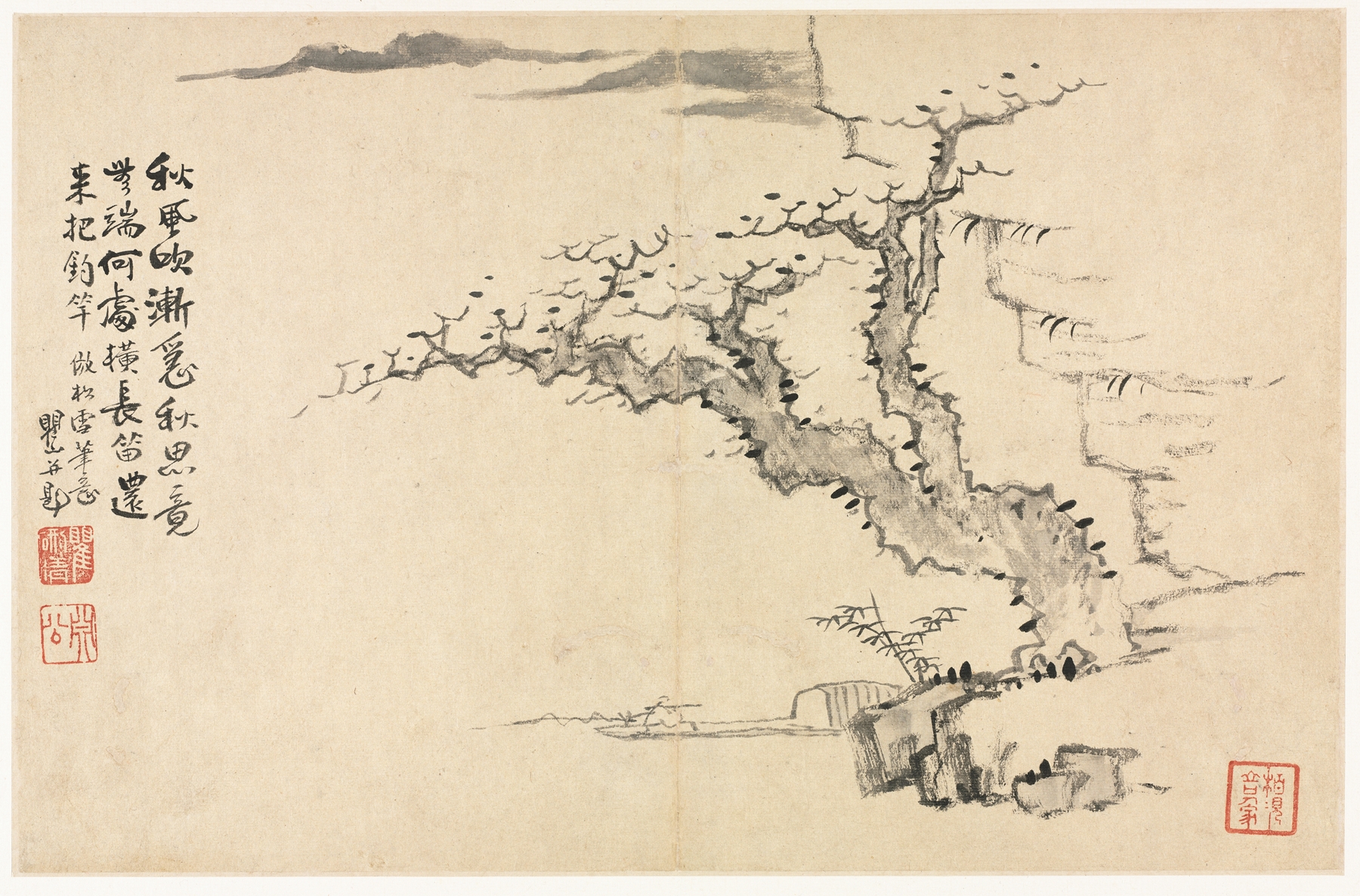 Landscapes in Various Styles after Old Masters 6, by Mei Qing, public domain