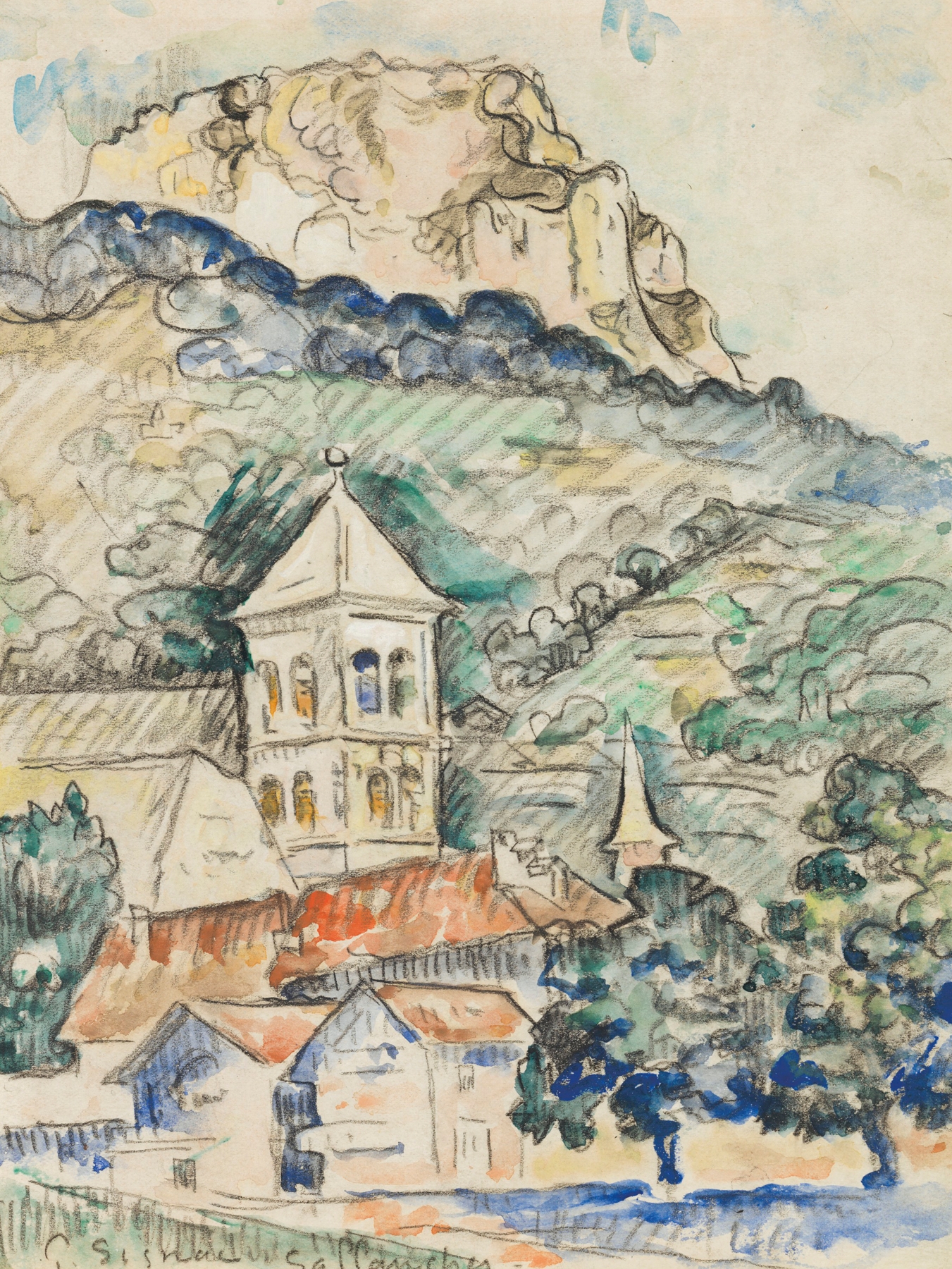 Sallanches, La dent de Warens by Paul Signac, oil painting depicting a vibrant landscape.