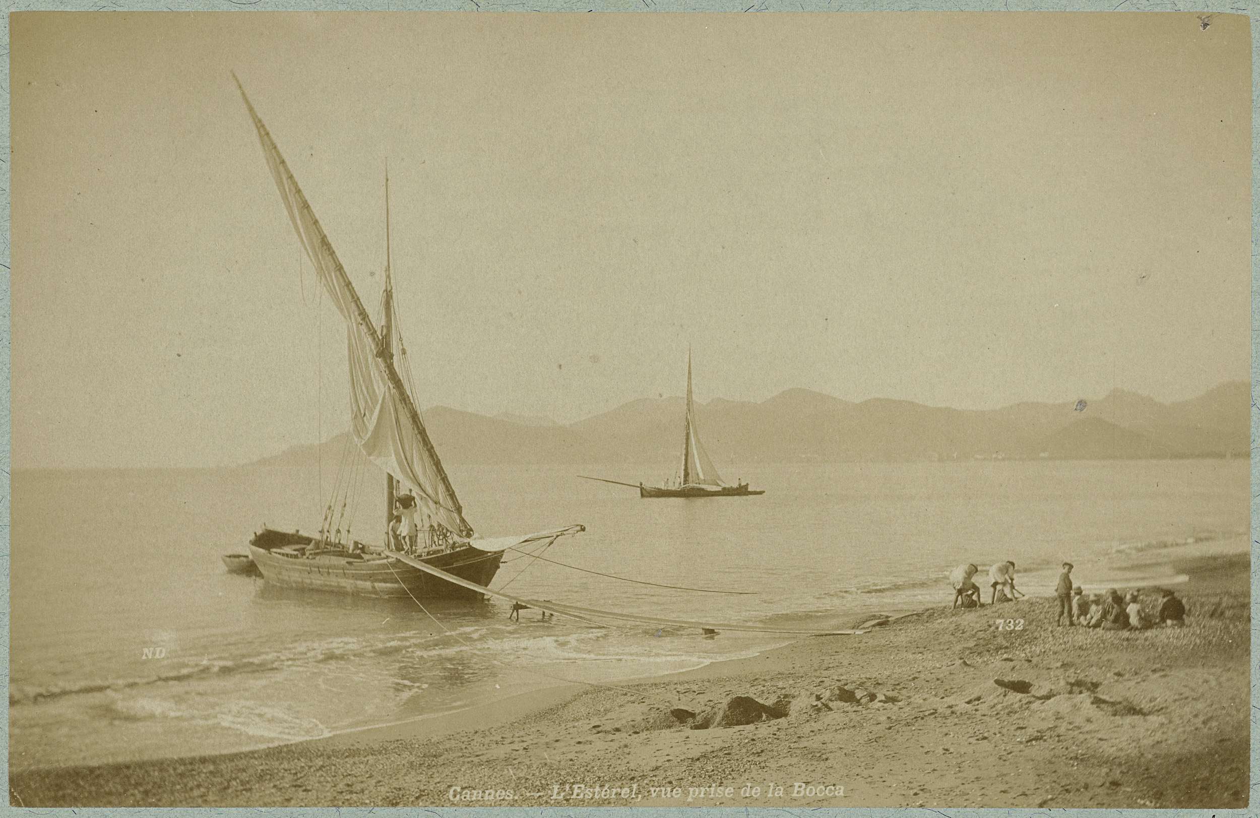 Landscape of Estérel from Cannes beach, albumen print by Neurdein Frères