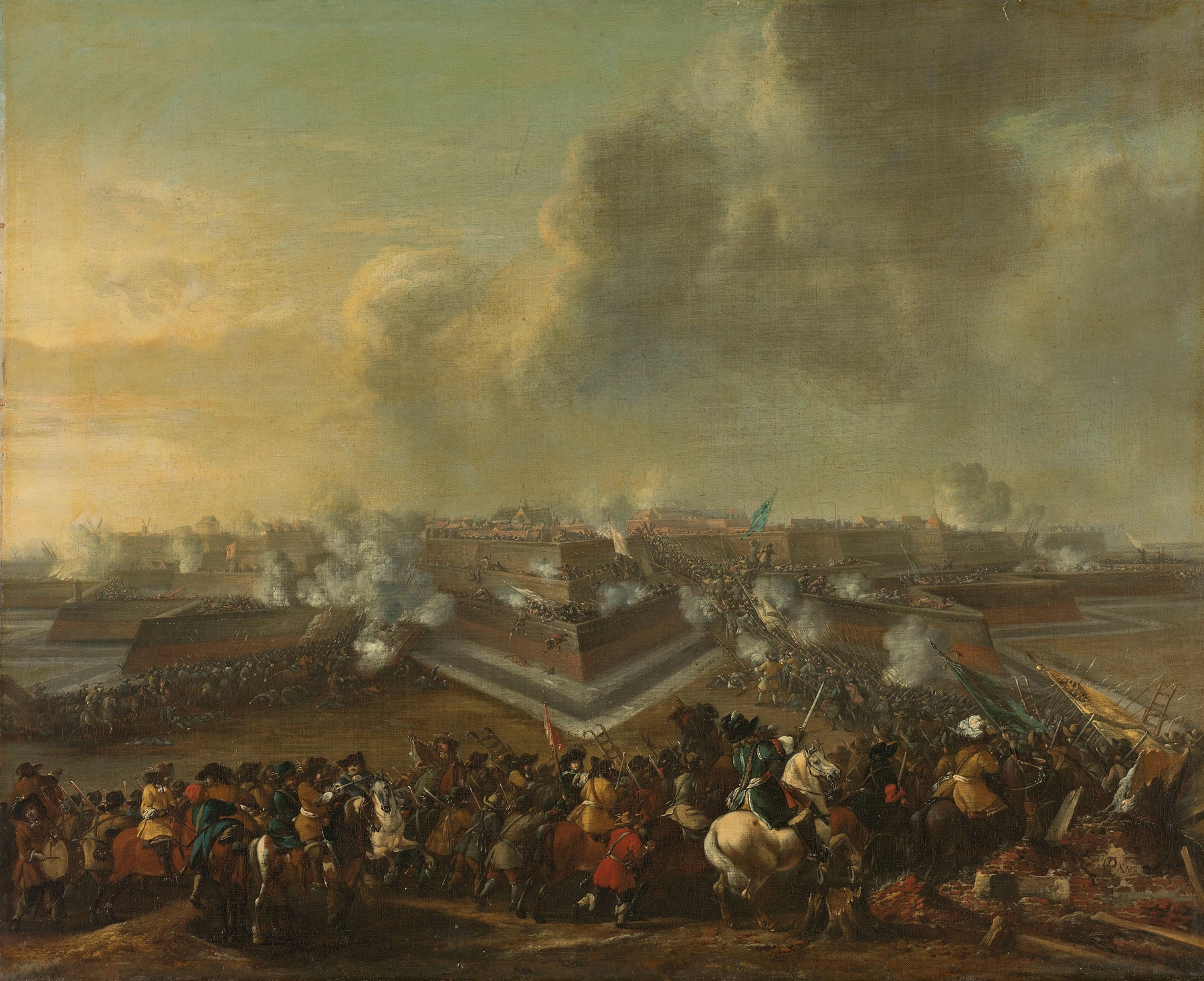Historical scene of soldiers in battle, oil painting by Pieter Wouwerman