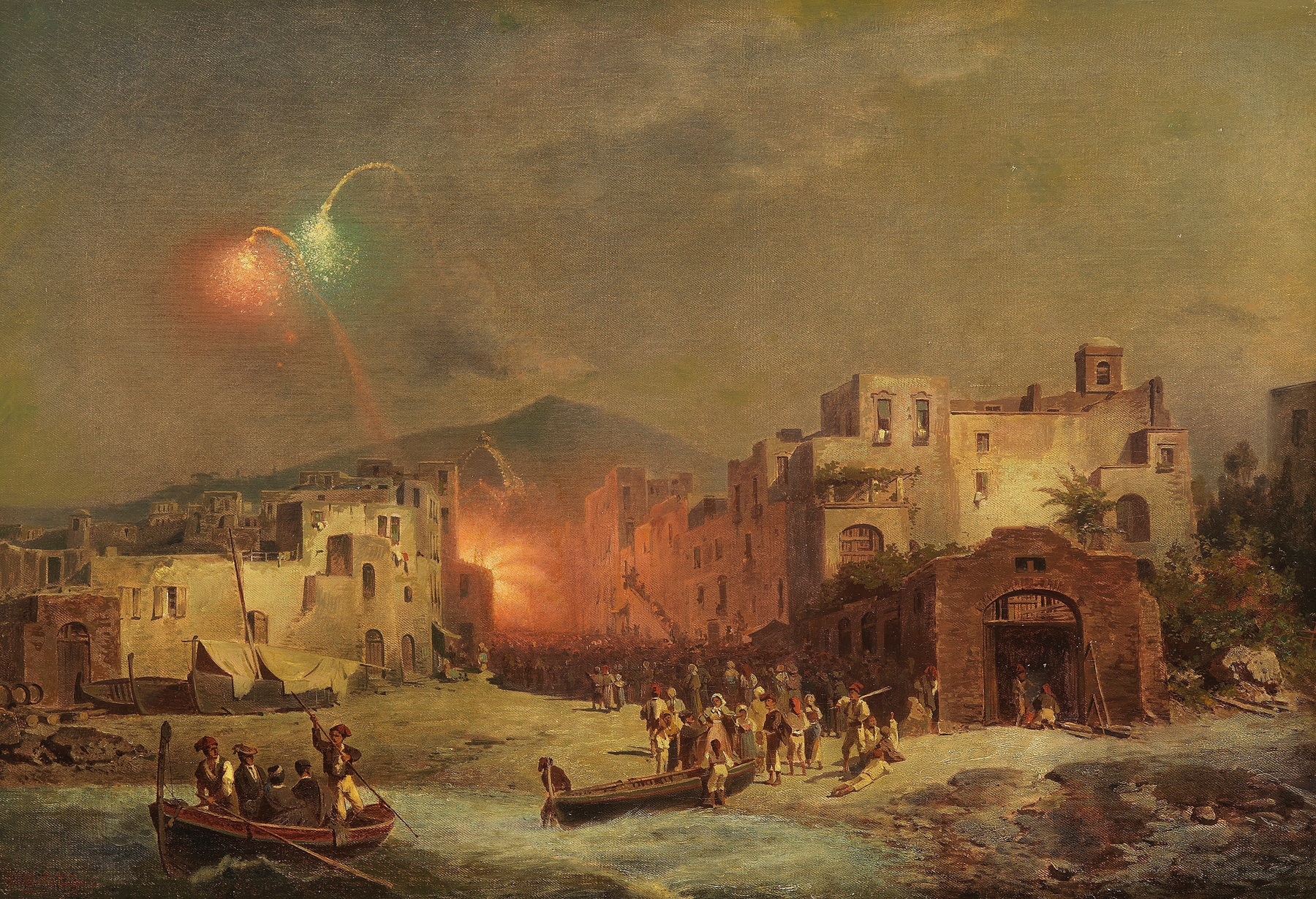 Genre scene of a festival with dancing figures, oil painting by Franz Richard Unterberger