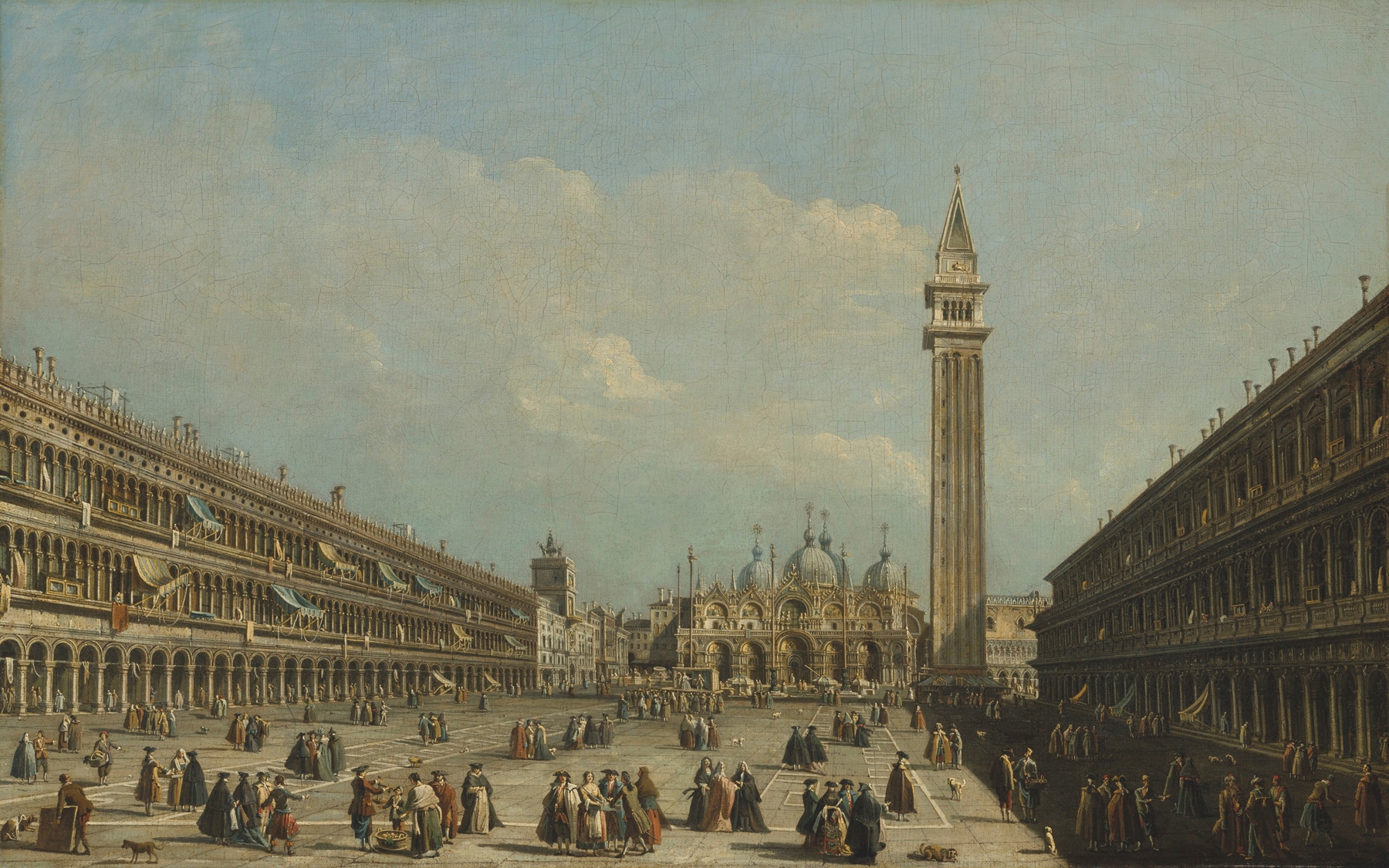 Saint Mark’s Square with the Basilica and the Campanile, oil on canvas by Francesco Tironi