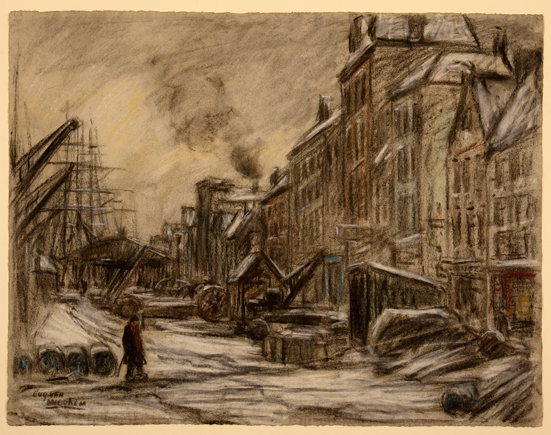 Winter op de St.-Aldegondiskaai, by Eugeen Van Mieghem, public domain