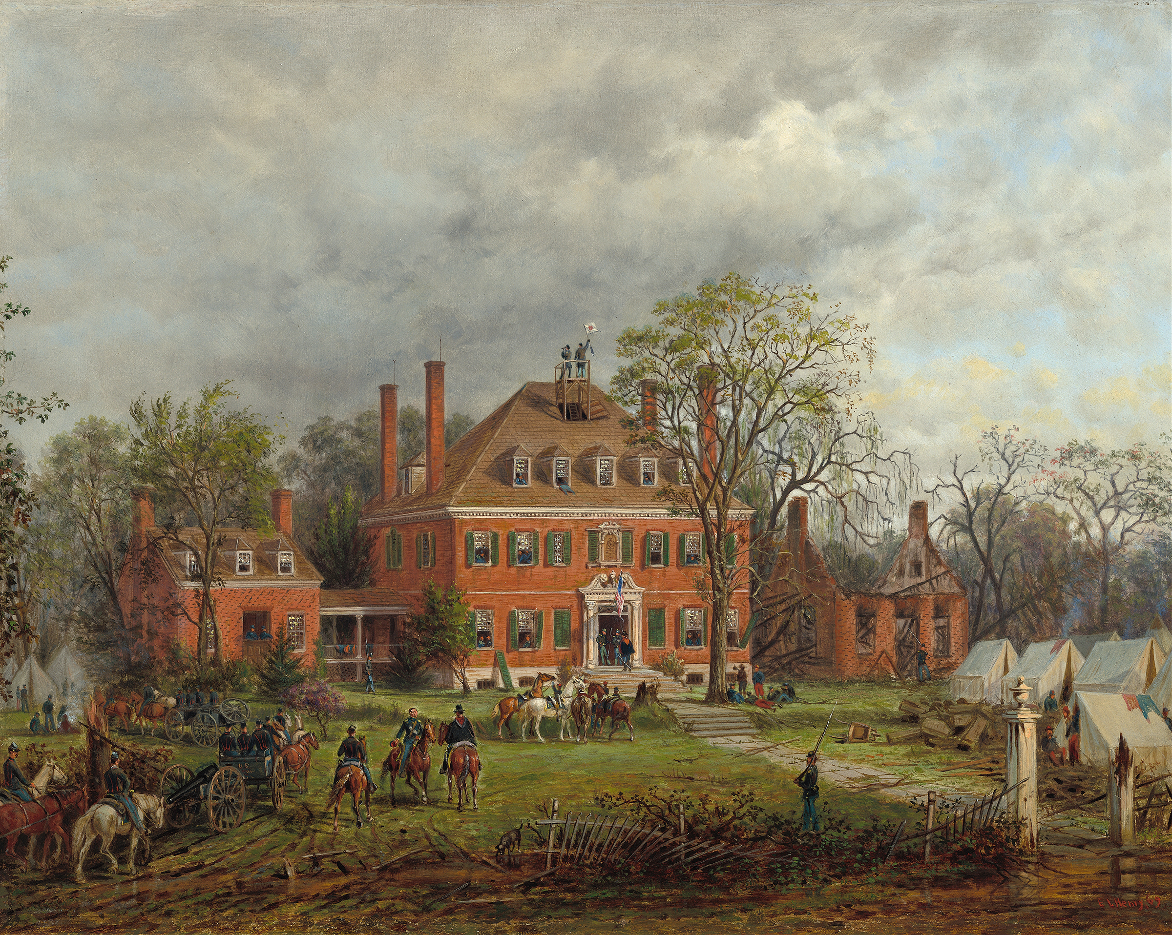 The Old Westover House by Edward Lamson Henry, oil on canvas, depicting a weathered house with greenery.