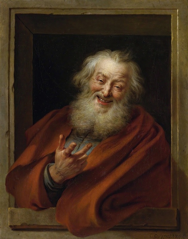 Cheerful Democritus by Charles-Antoine Coypel depicts a joyful figure in a vibrant setting.