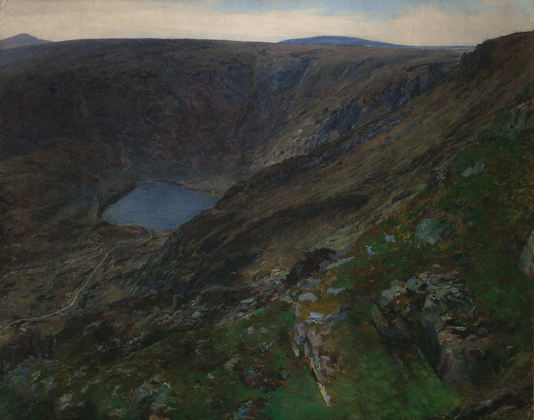 Mountain Lake in the Giant Mountains by Otakar Lebeda, oil on canvas