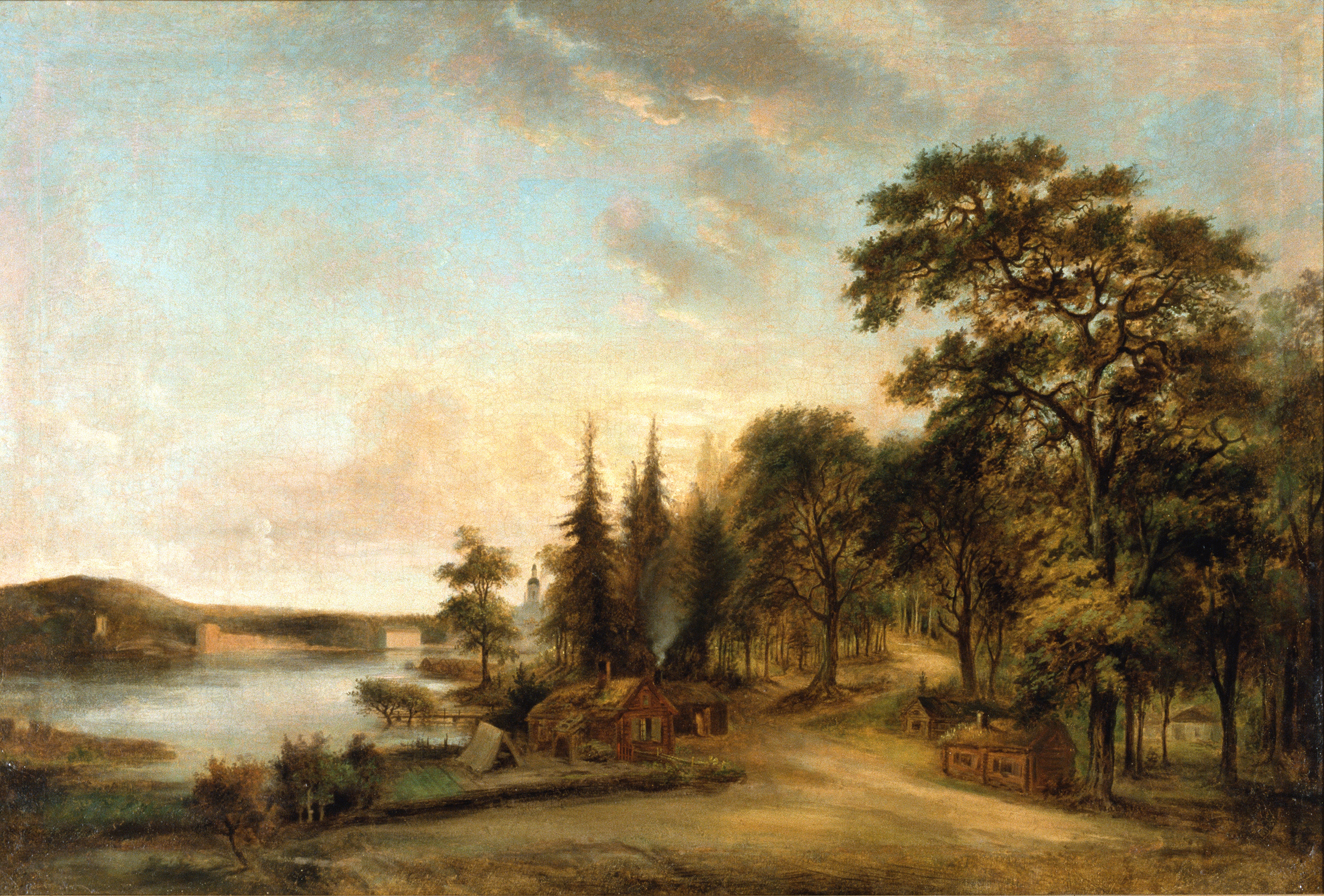 Interior scene of The Waffle-Baker’s Shop at Djurgården by Elias Martin, depicting steam and baking.