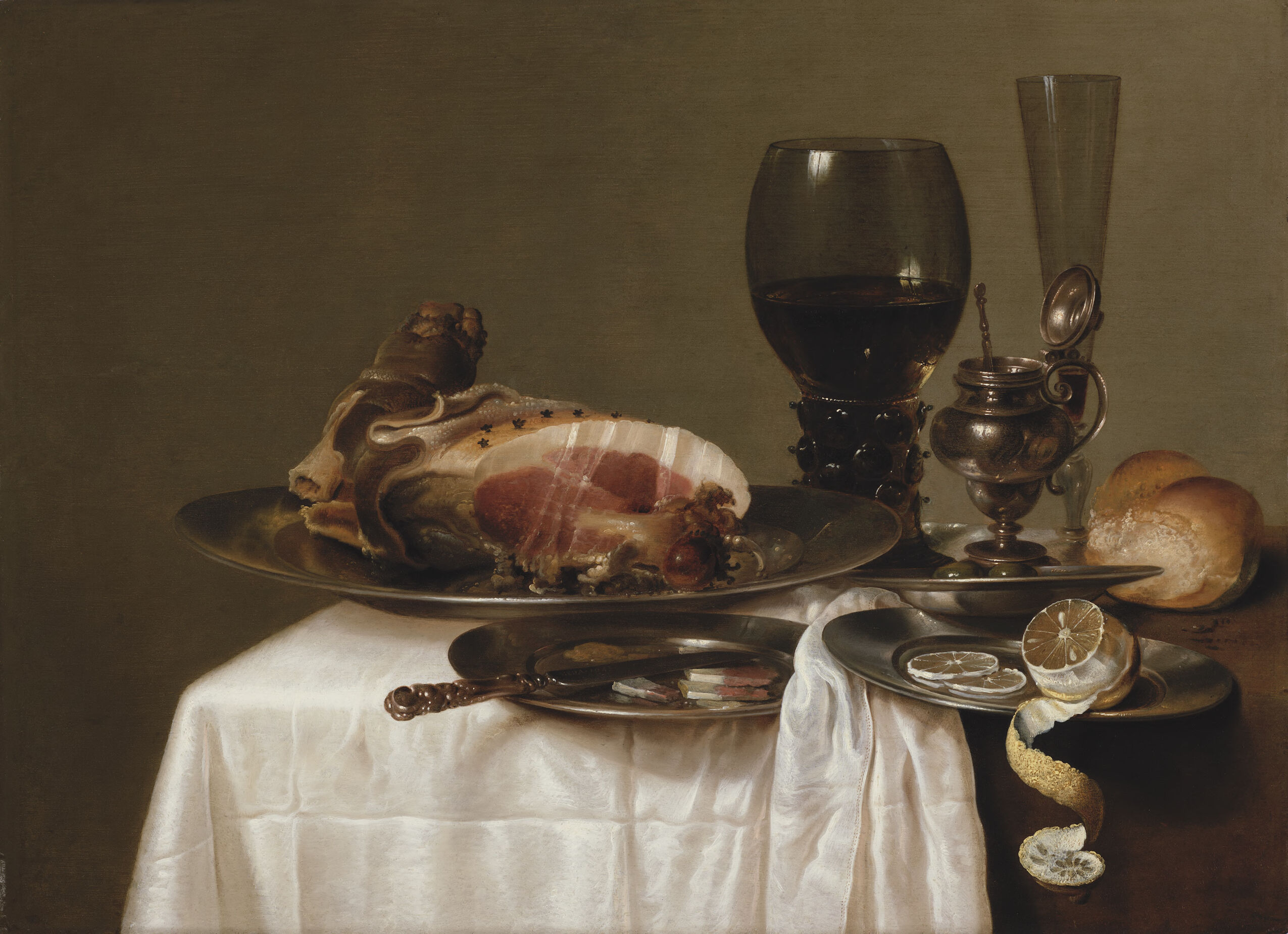Still Life with Ham, by Willem Claesz Heda, public domain