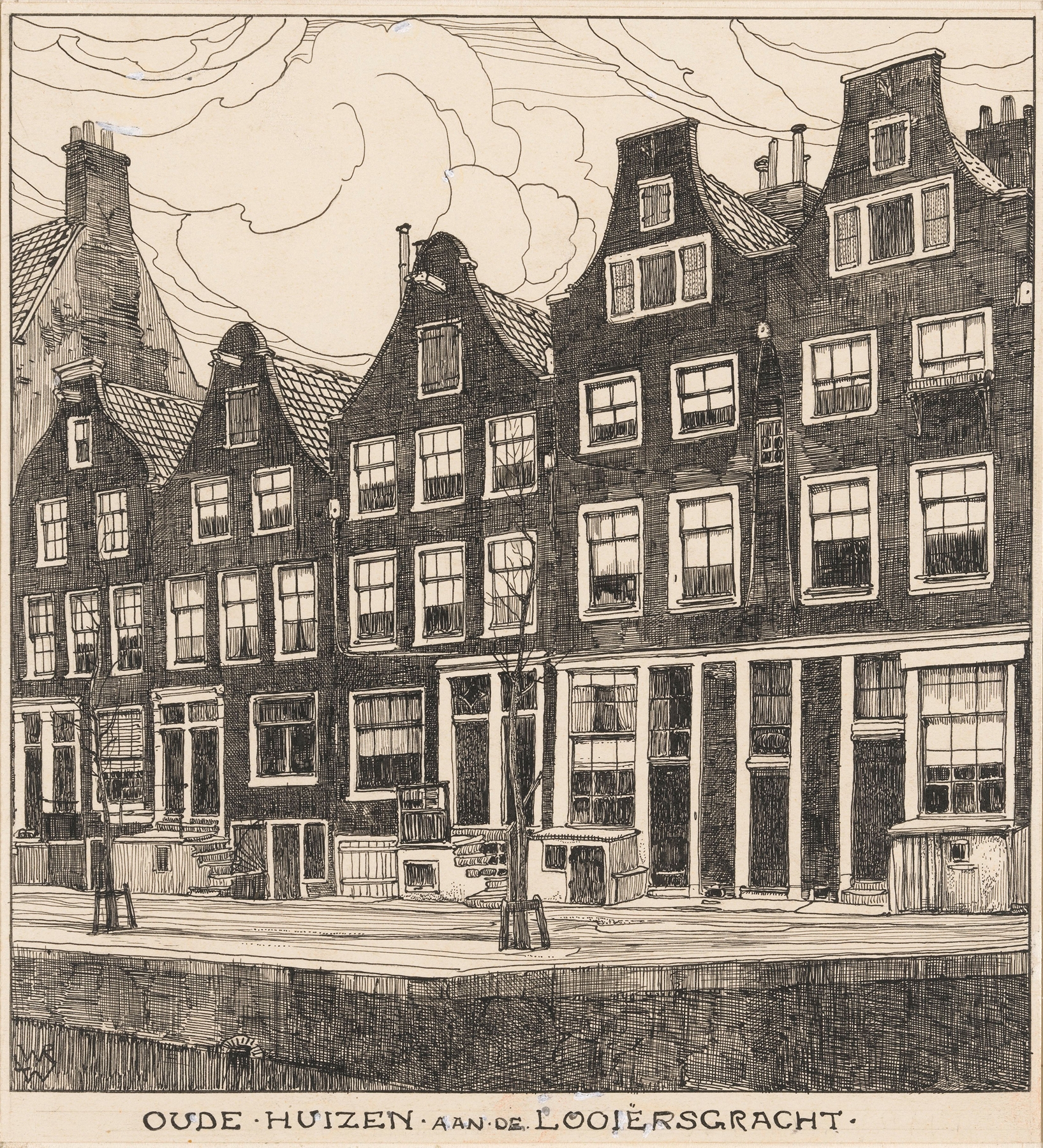 Oude huizen aan de Looiersgracht te Amsterdam, by Willem Wenckebach, public domain