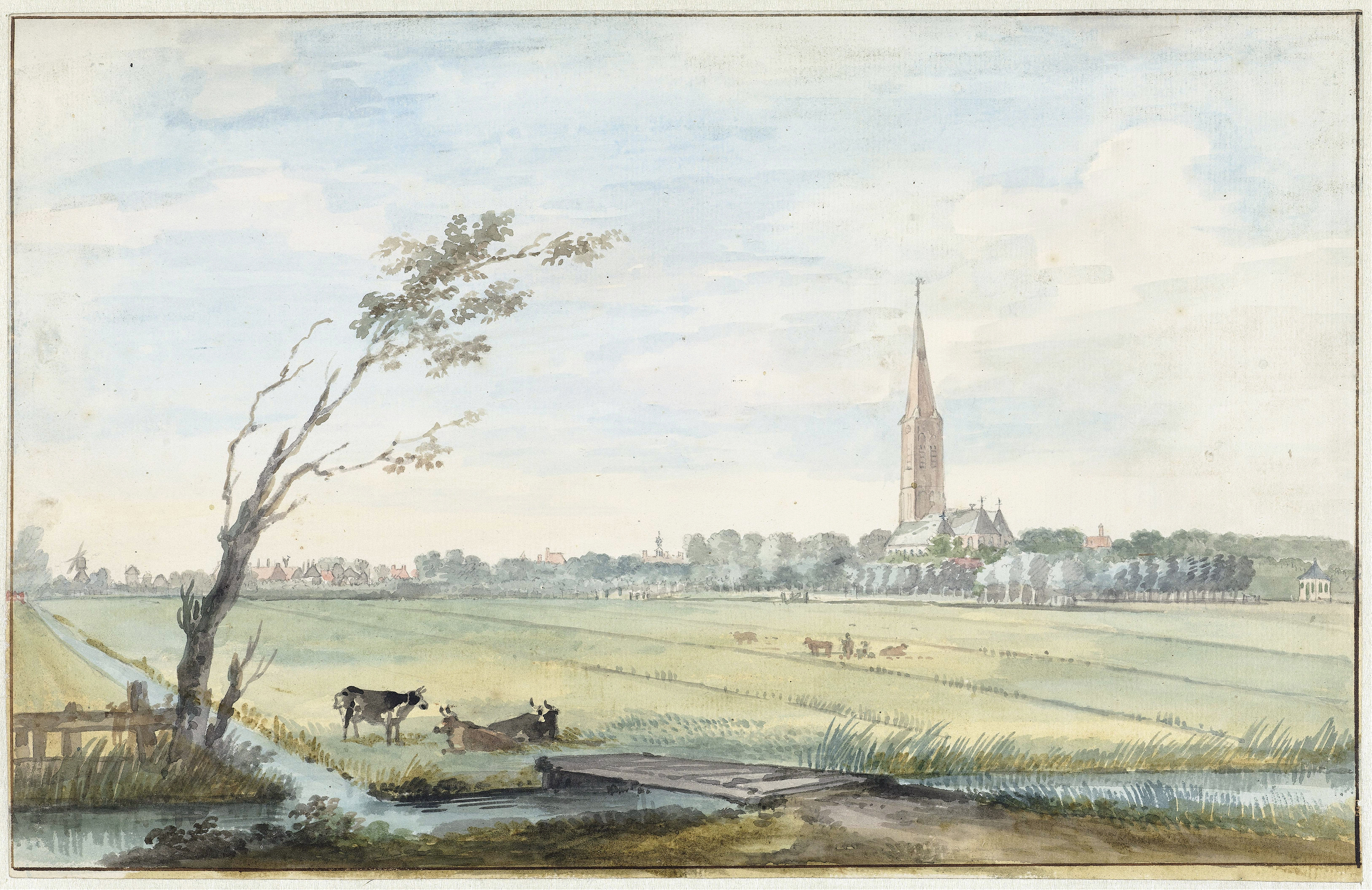 Landscape of Het dorp ‘s-Gravezande, oil on canvas by Aert Schouman