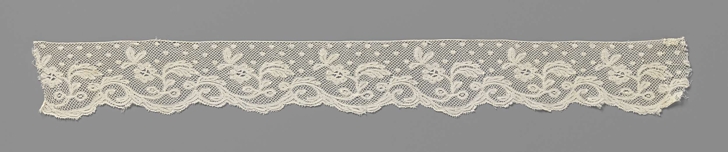 Lace work featuring an S-shaped twig and rosette by Unknown Artist
