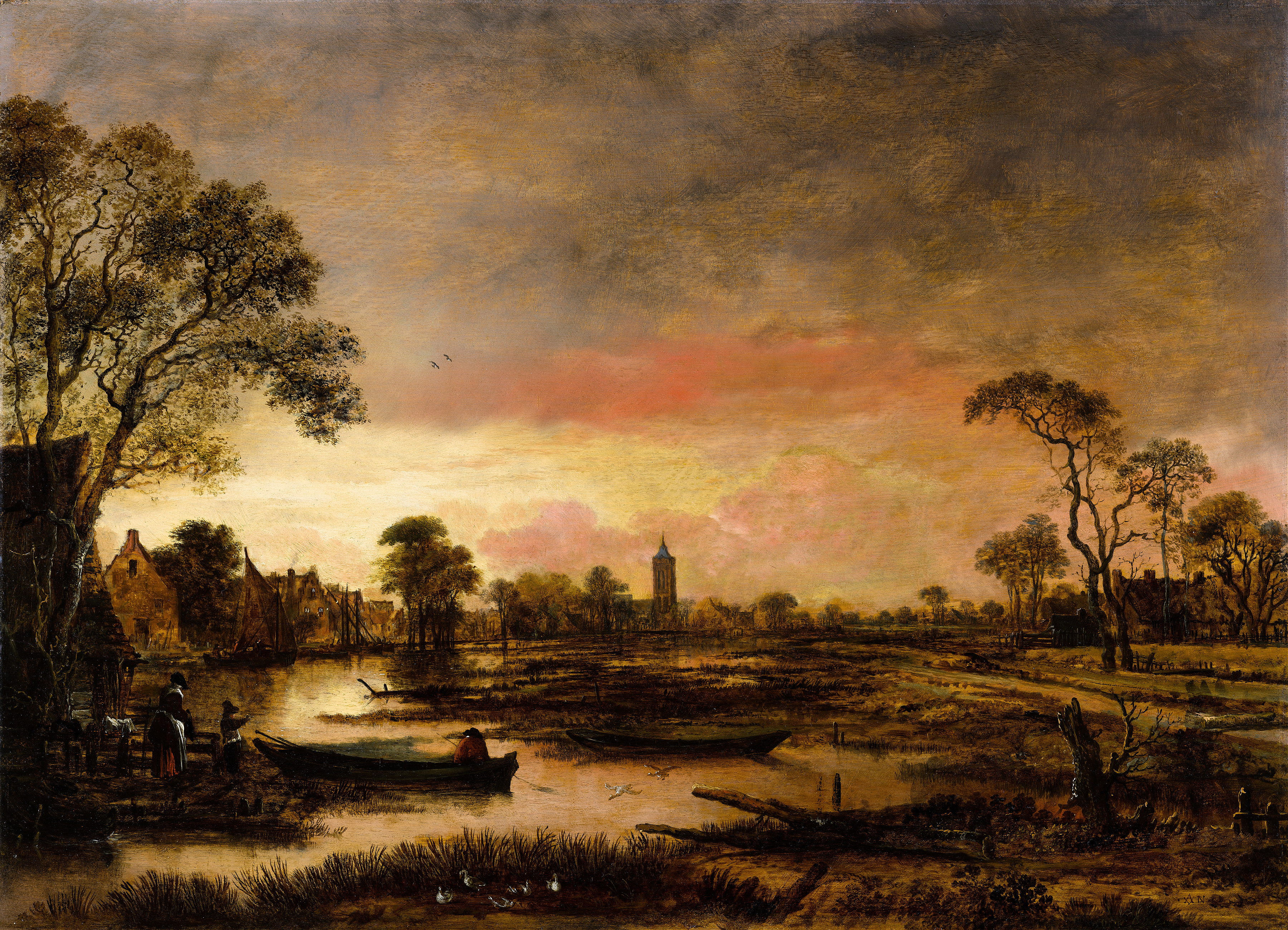 River Landscape, by Aert van der Neer, public domain