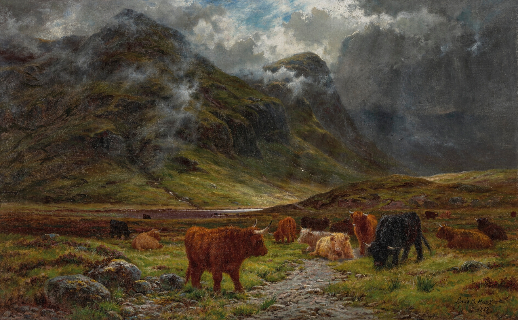 Landscape of Loch Etive, Glencoe by Louis Bosworth Hurt, oil painting