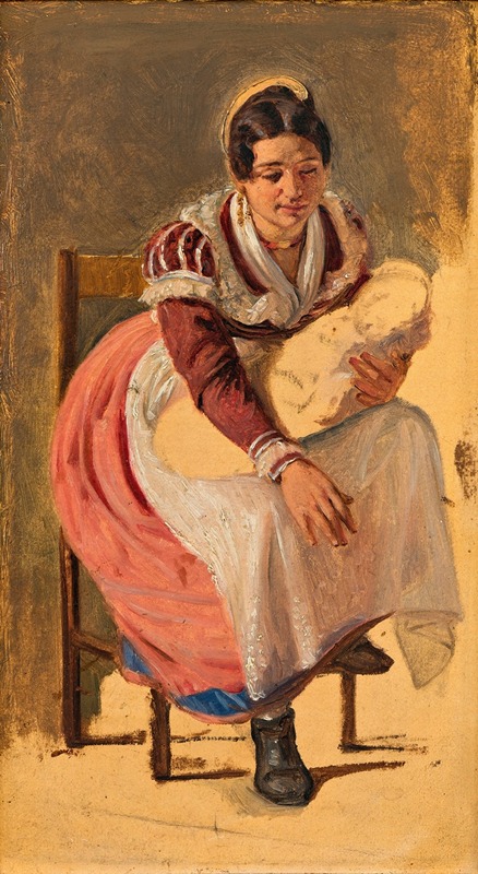 Study of a Roman woman and child by Wilhelm Marstrand.
