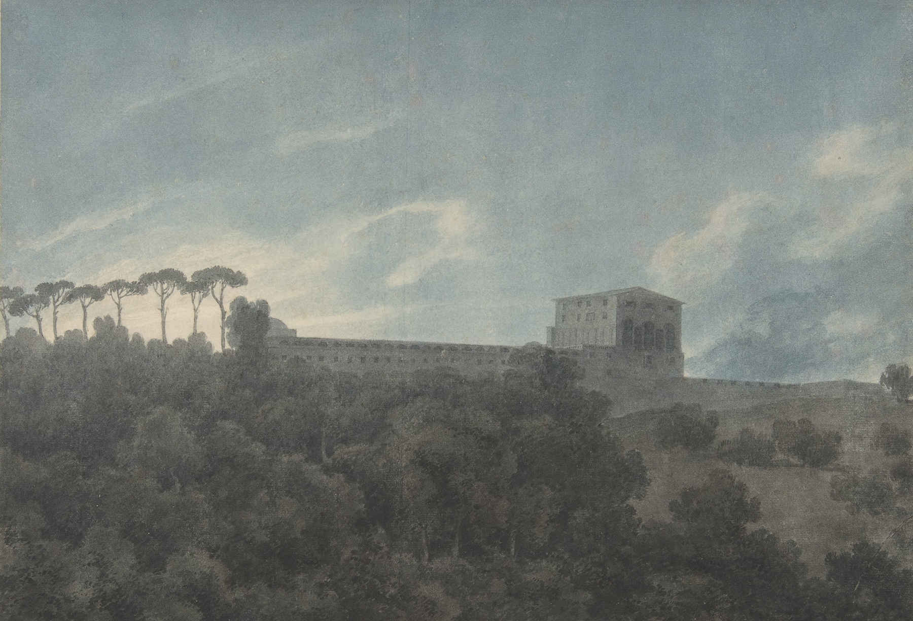 View of the Villa Lante on the Janiculum in Rome, watercolor on paper by John Robert Cozens