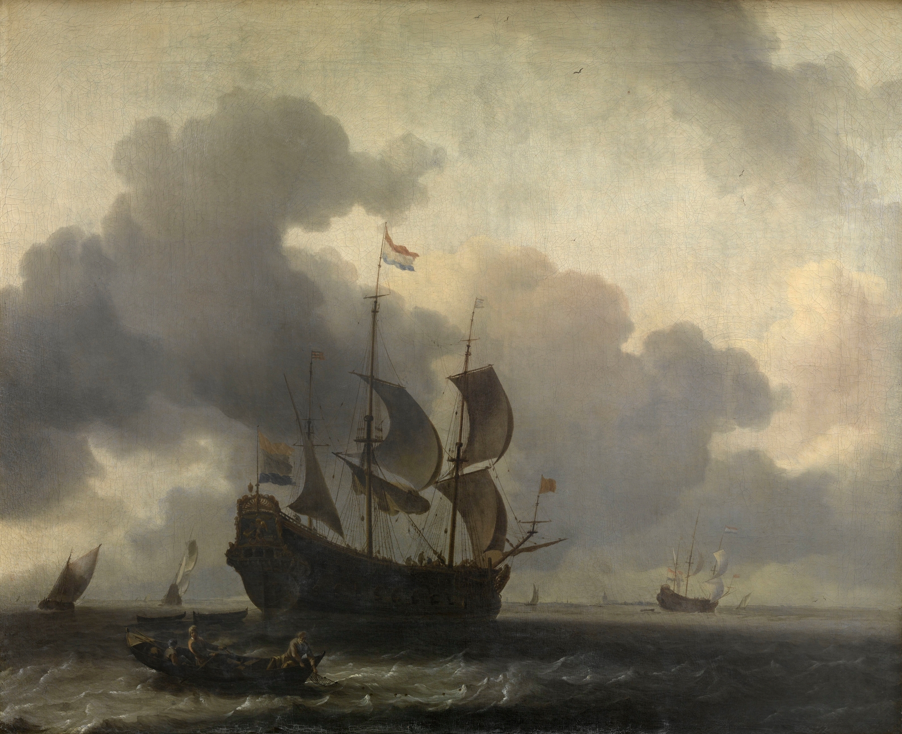 The Warship ‘De Jacob’ at Anchor, by Ludolf Backhuysen, public domain