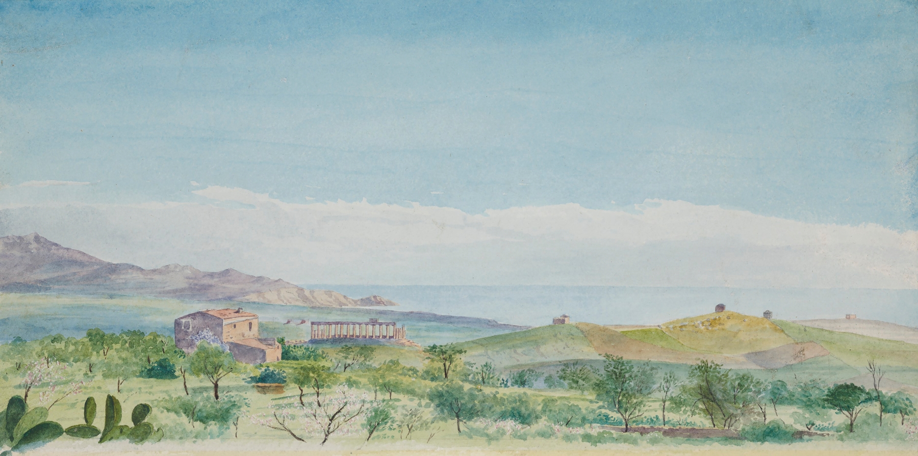 Temple of Juno, Agrigento by George Howard, oil on canvas, features majestic columns and ruins.
