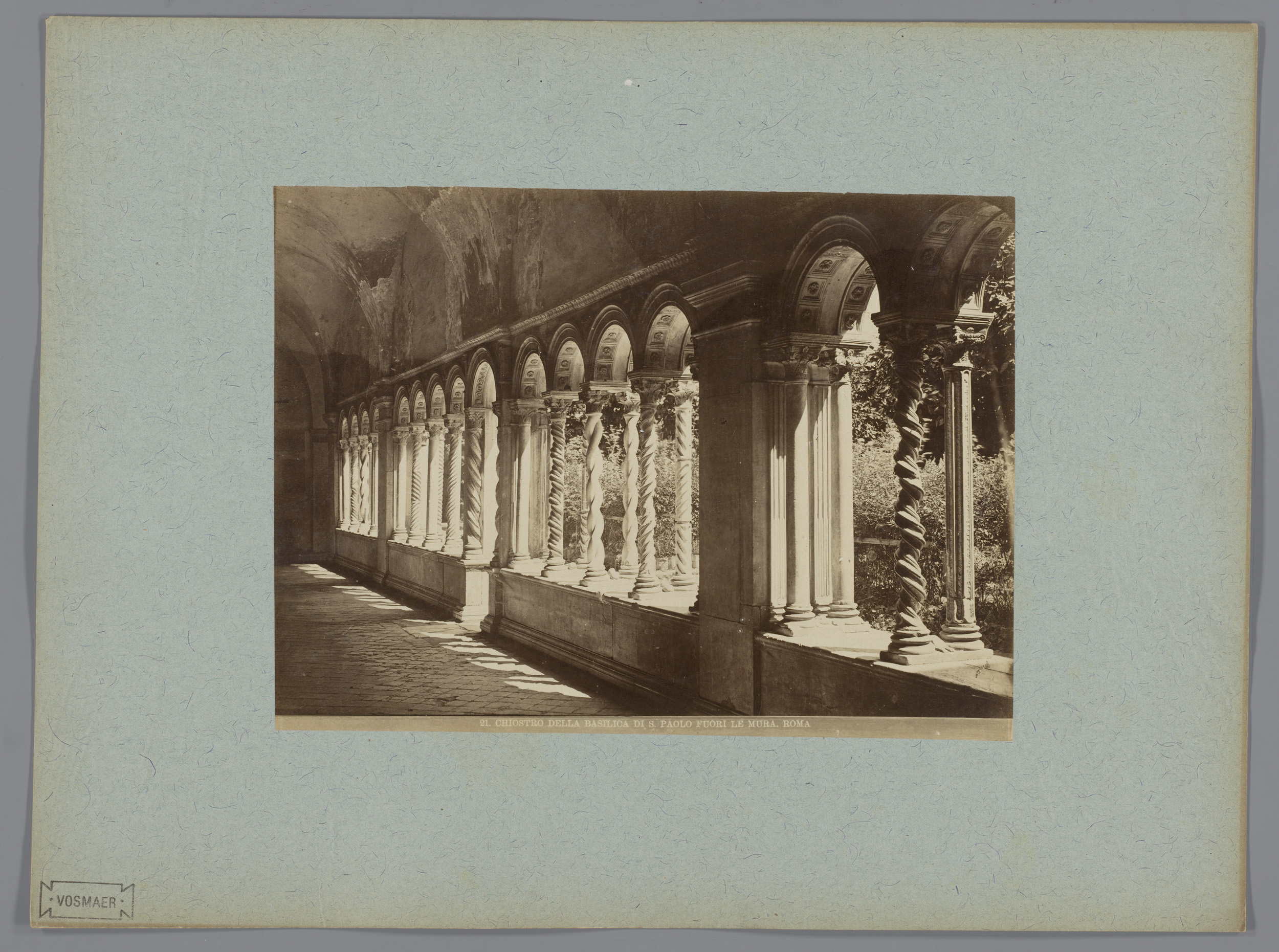 Cloistered architecture with soft golden light, albumen print by Unknown Artist