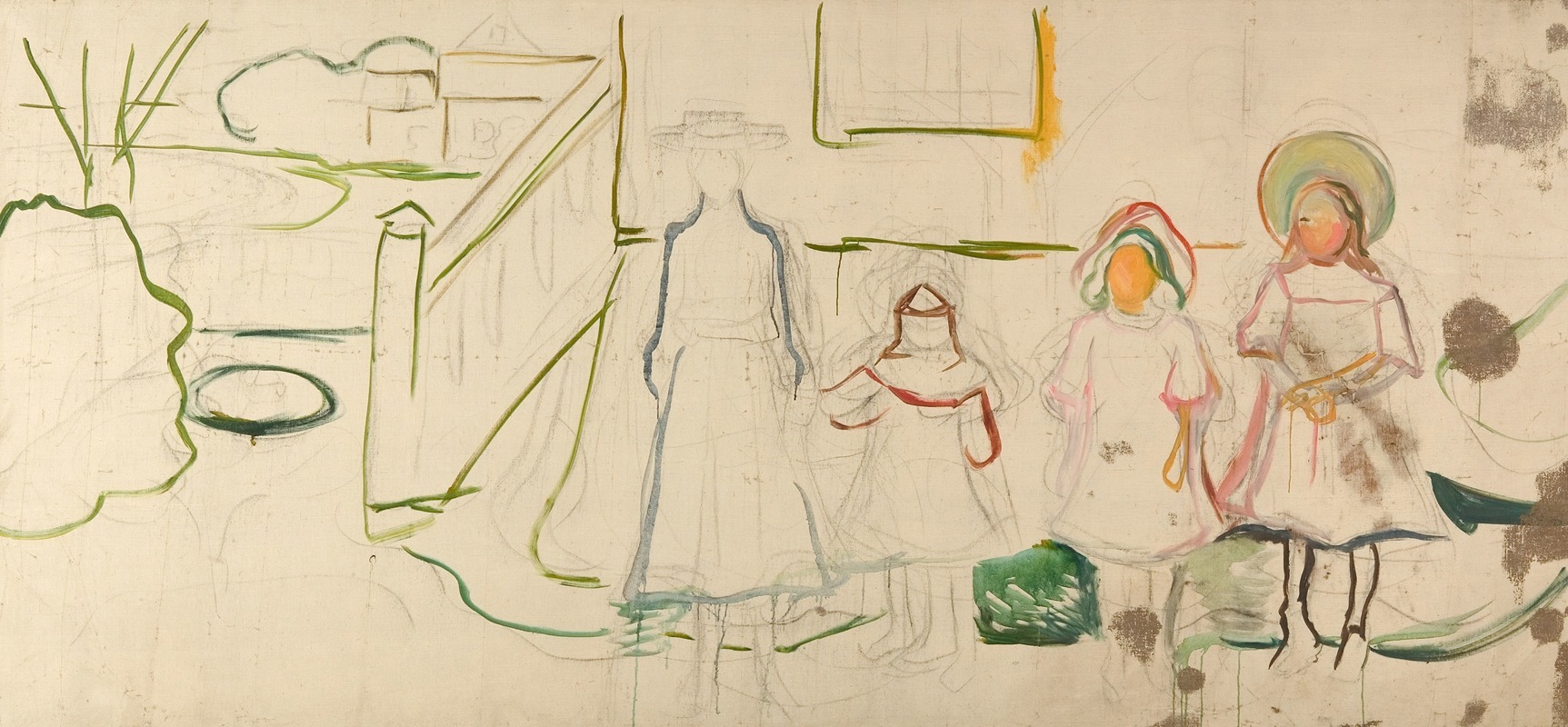Edvard Munch's 'Four Girls in Åsgårdstrand' captures a moment of youthful camaraderie.