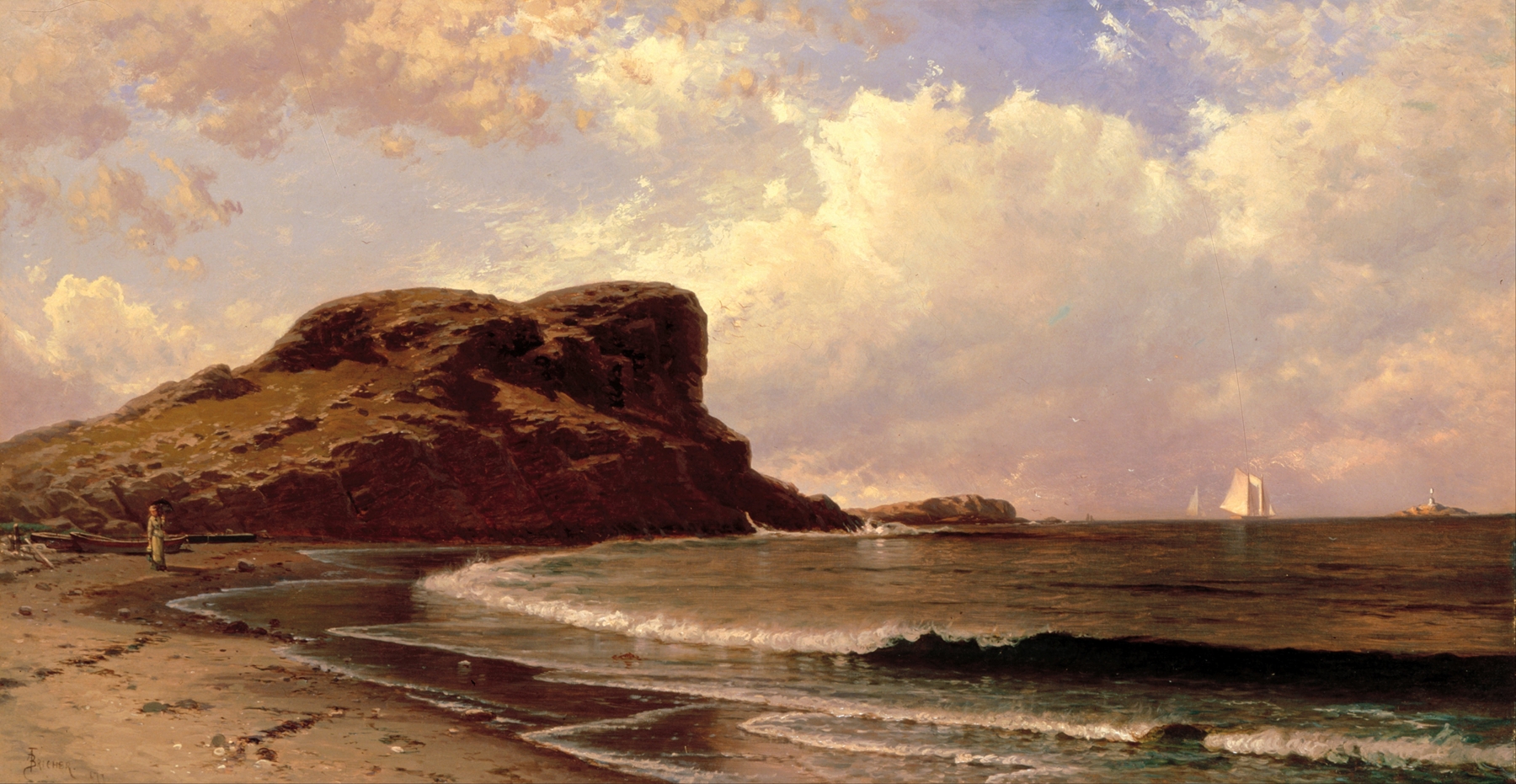Castle Rock, Nahant, Massachusetts by Alfred Thompson Bricher, oil on canvas, depicting a rocky coastline