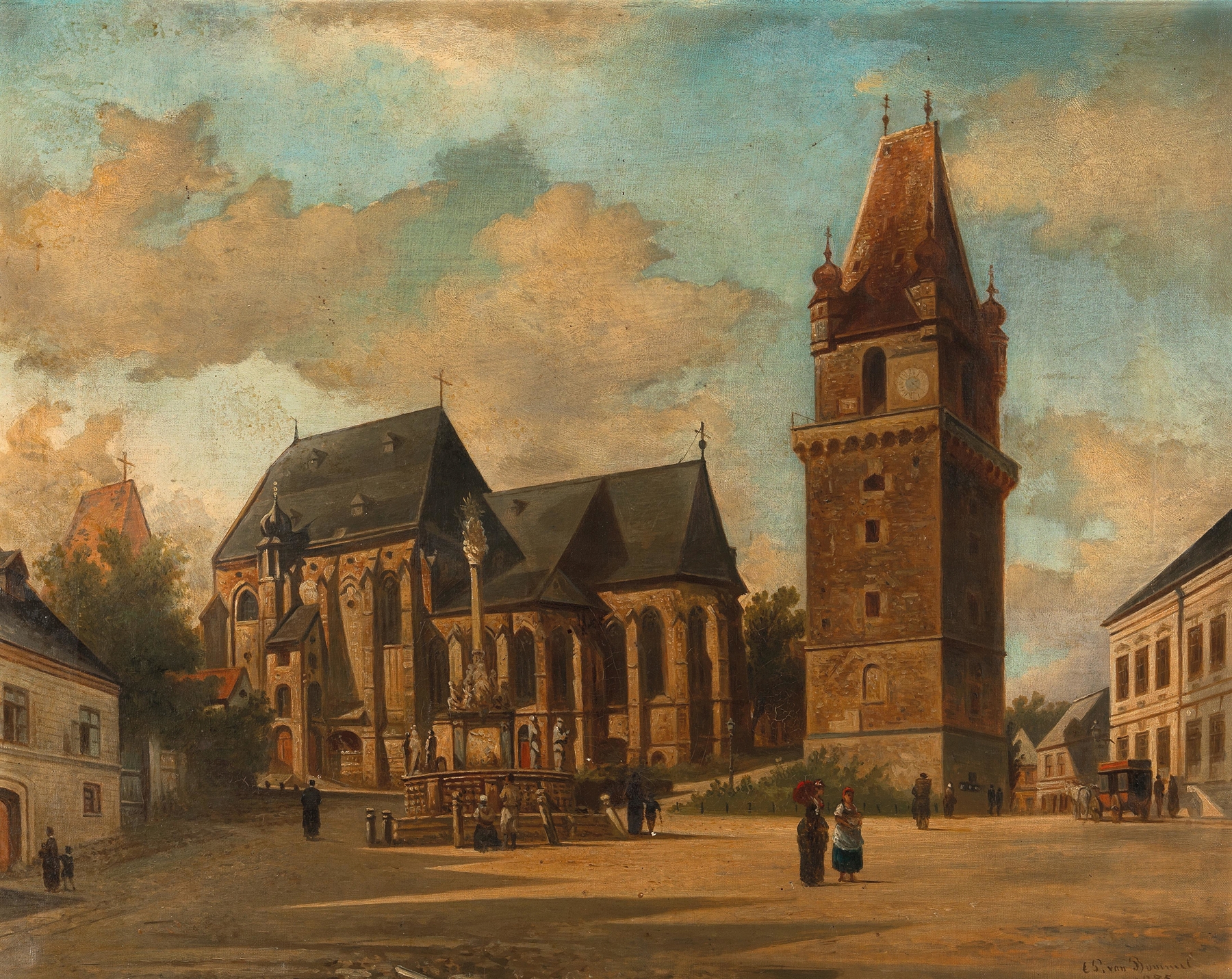 Die Augustinerkirche in Perchtoldsdorf bei Wien, oil on canvas by Elias Pieter van Bommel