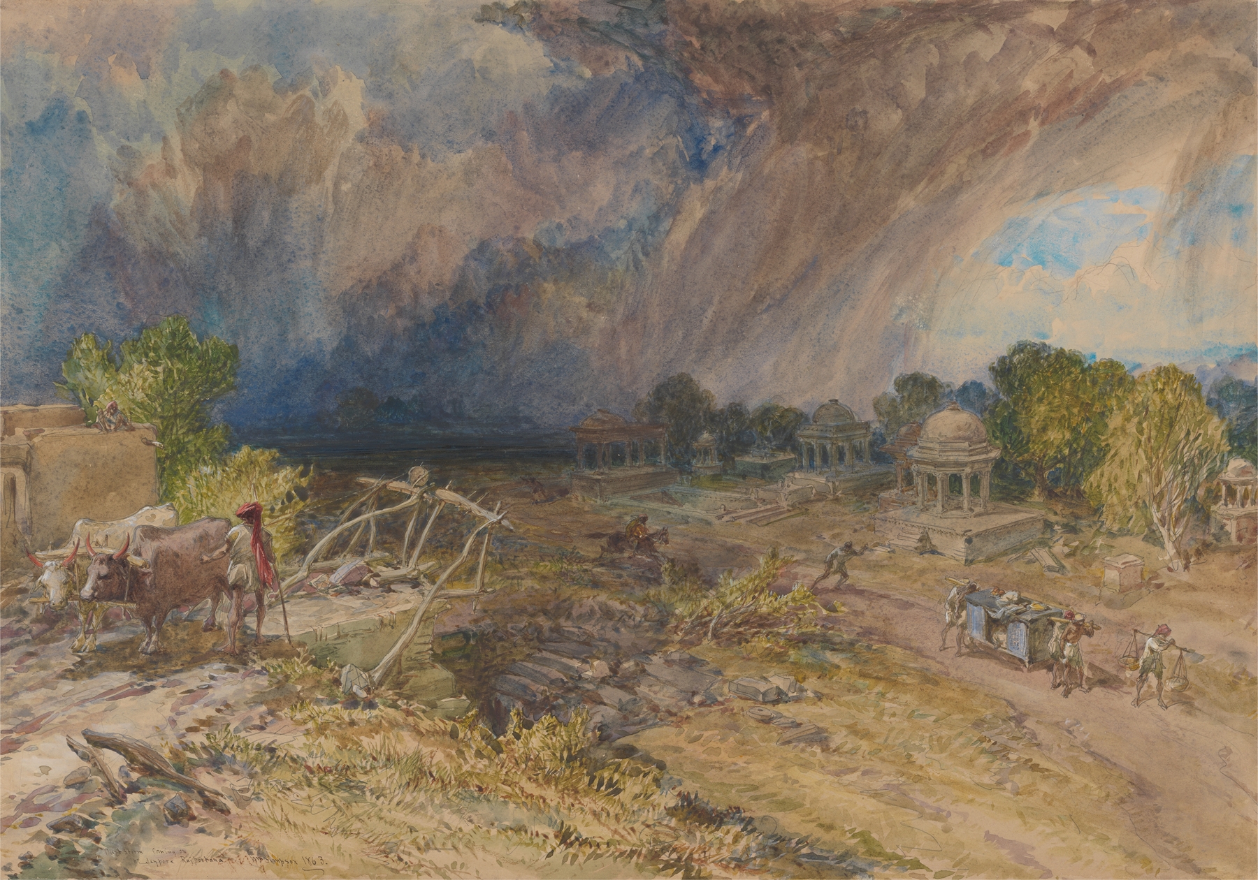Dust Storm Coming On, near Jeypore, Rajpootana, by William Simpson, public domain