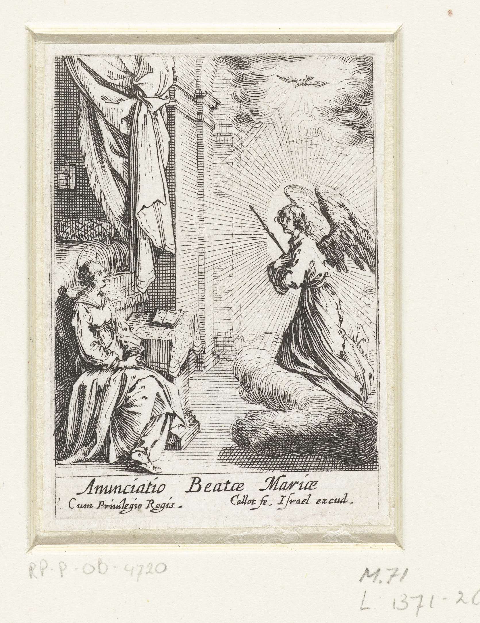 Annunciatie, by Jacques Callot, public domain