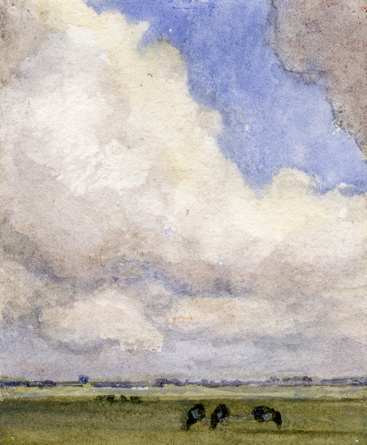 Hoge wolkenlucht boven weilanden, by Frans Smissaert, public domain