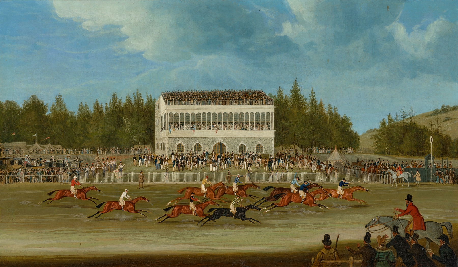 The Finish of the Goodwood Cup, 1833, oil on canvas by James Pollard depicting a horse race